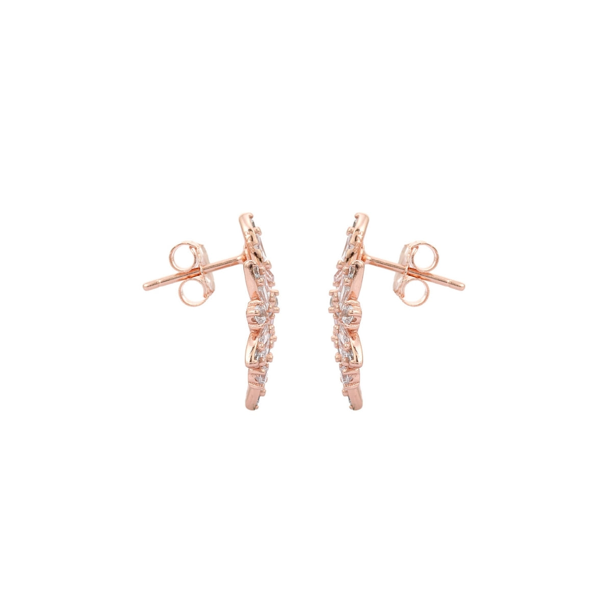 Rose Gold & Silver CZ Diamond Cluster Earrings