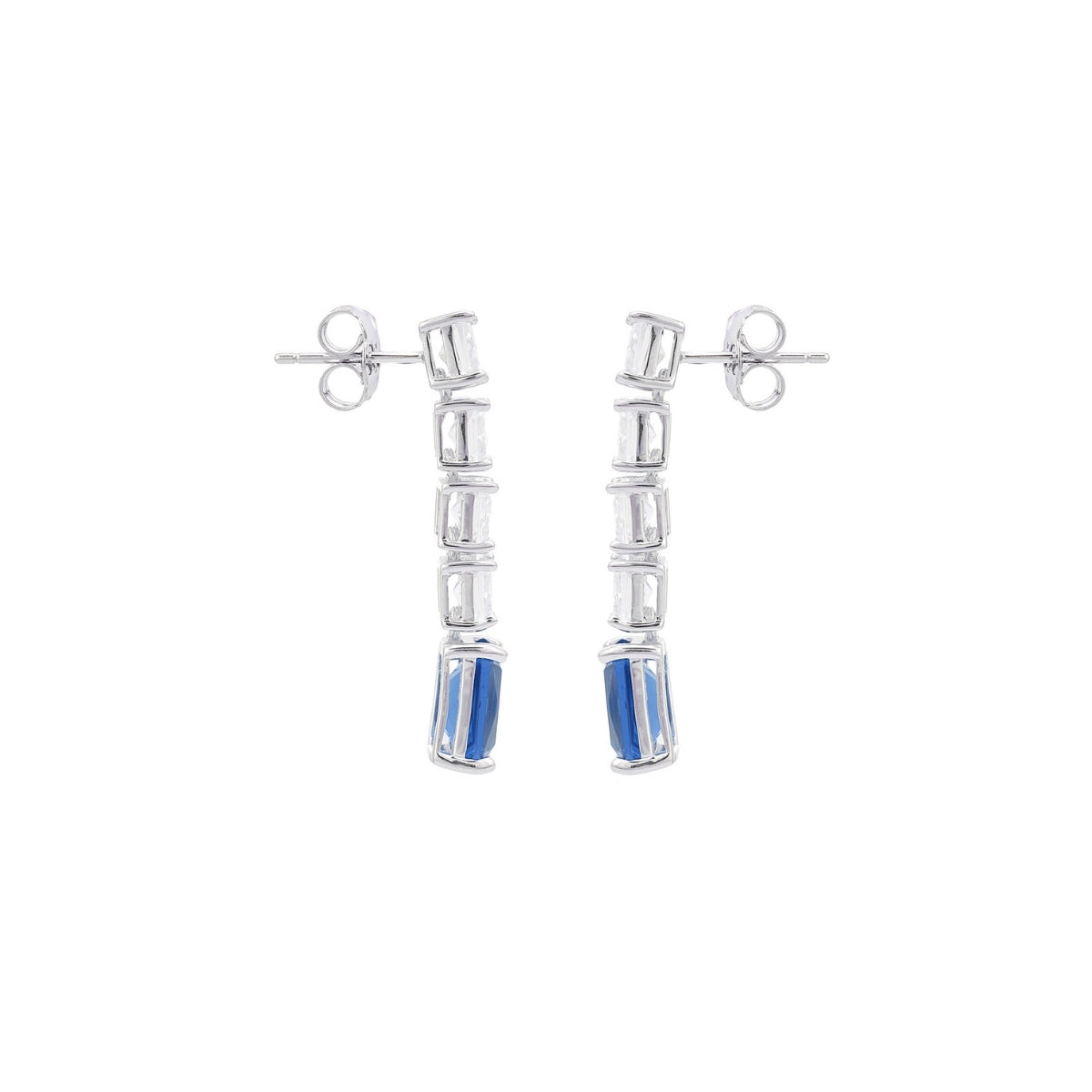 925 Silver Blue, Emerald Green and Red Ruby CZ Diamond Drop Earrings