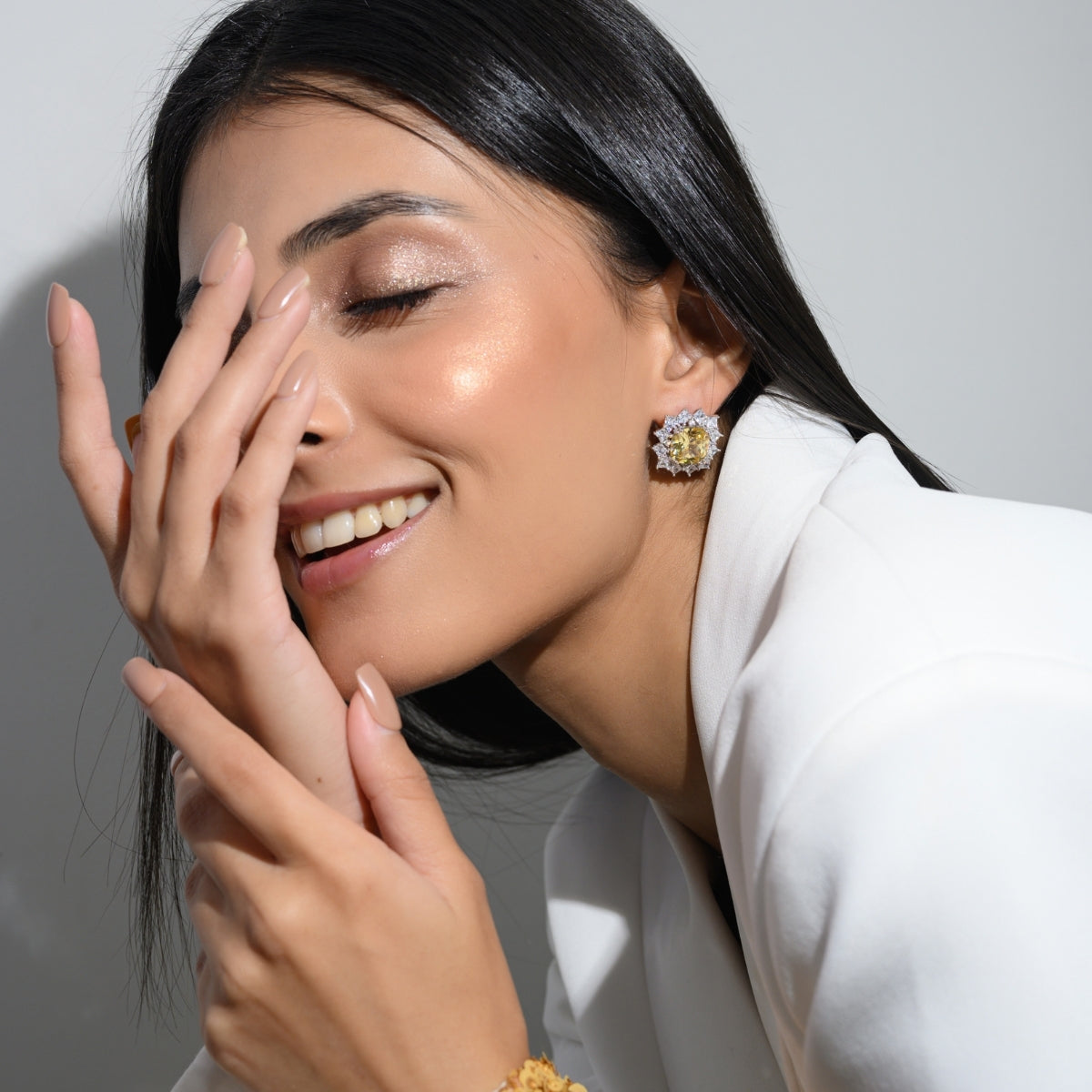 Snowflake Yellow Diamond Earrings