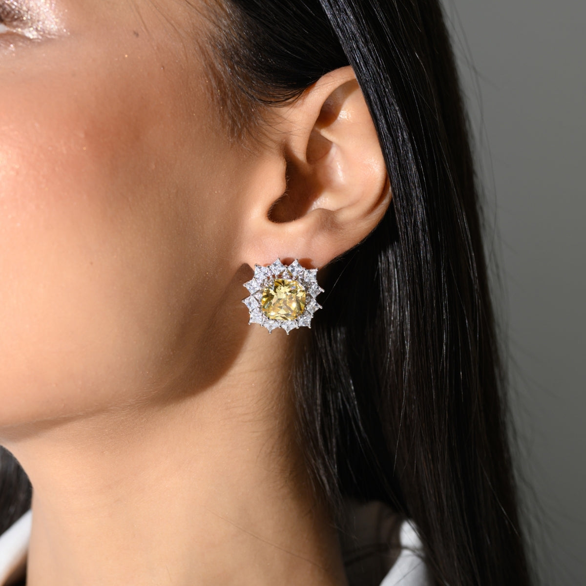 Snowflake Yellow Diamond Earrings