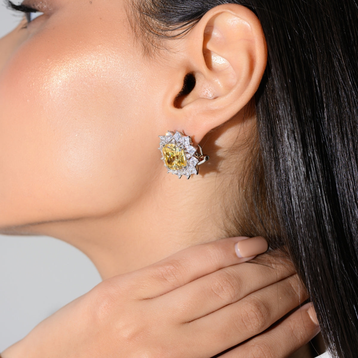 Snowflake Yellow Diamond Earrings