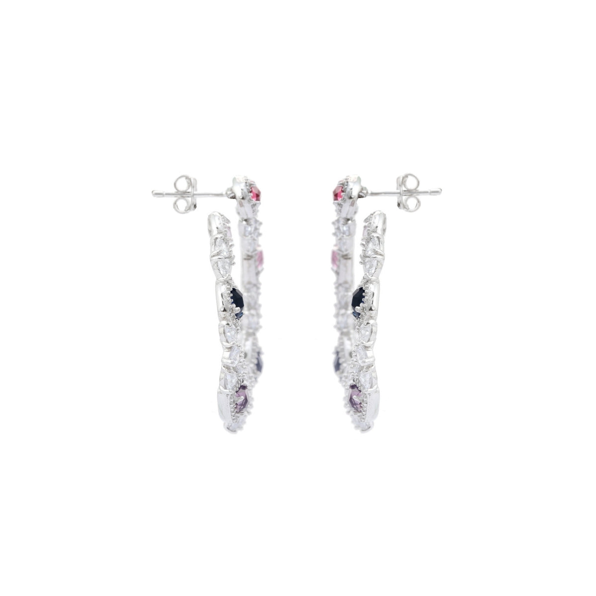925 Silver Art Deco Earrings with Multicolored CZ Diamond Crystals