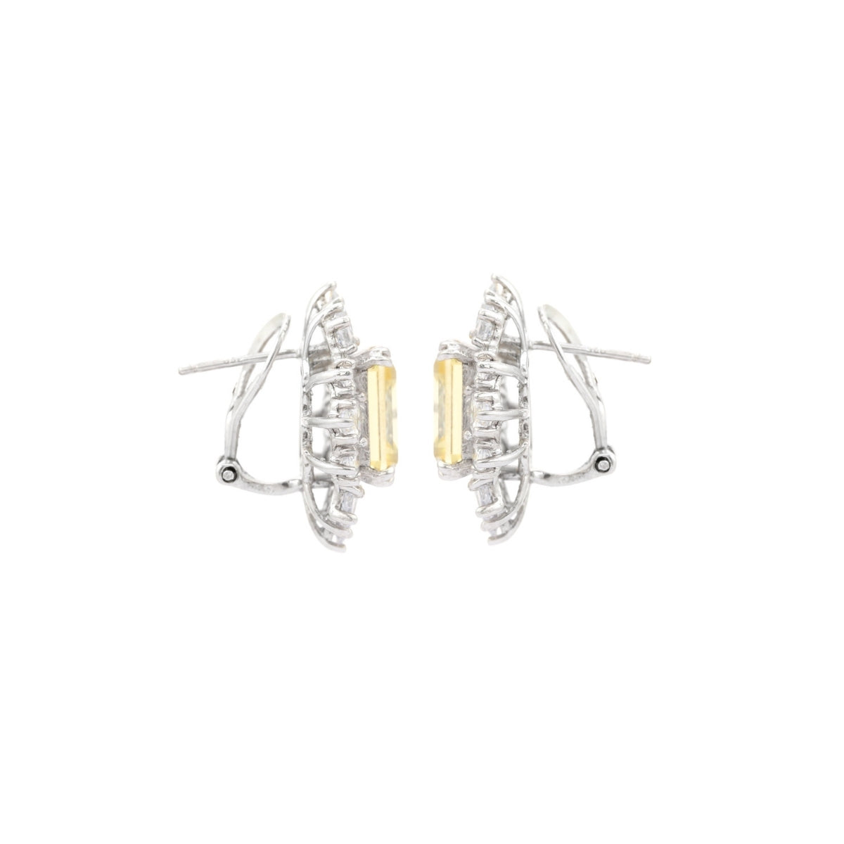 Yellow Diamond Spike Earrings with Sparkling CZ Crystals