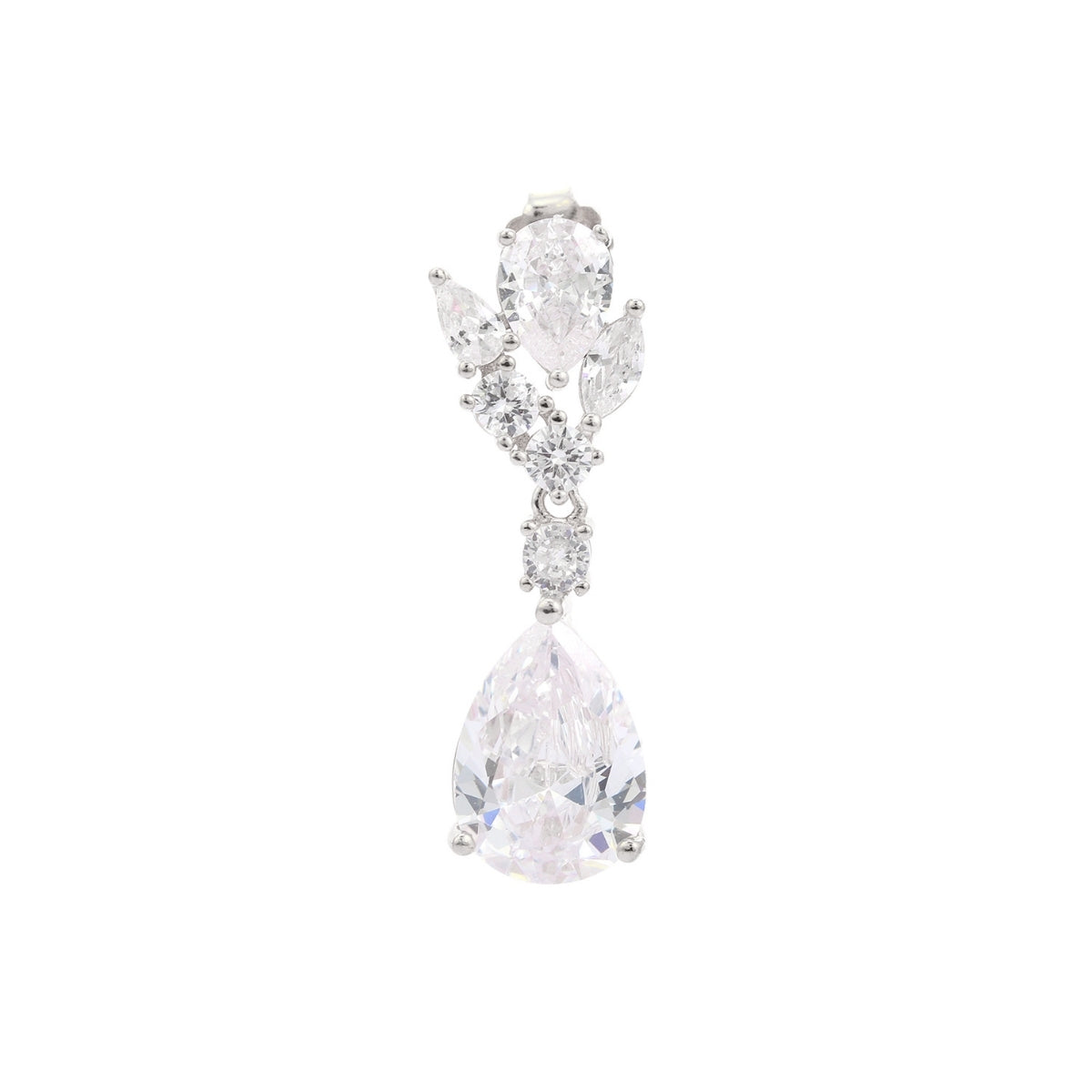 Elegant 925 Silver Tear Drop Earrings in White Gold & Rose Gold Finish