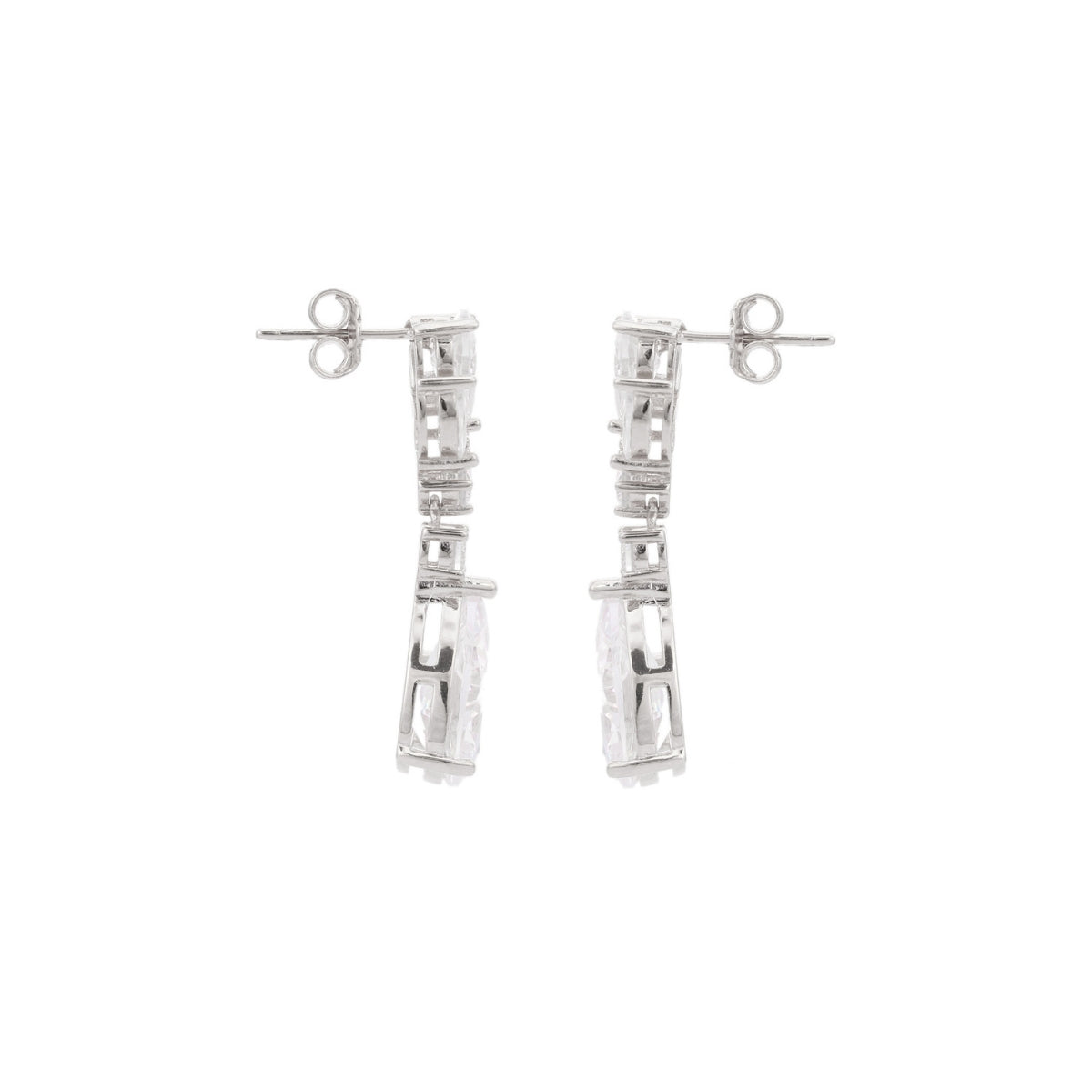 Elegant 925 Silver Tear Drop Earrings in White Gold & Rose Gold Finish