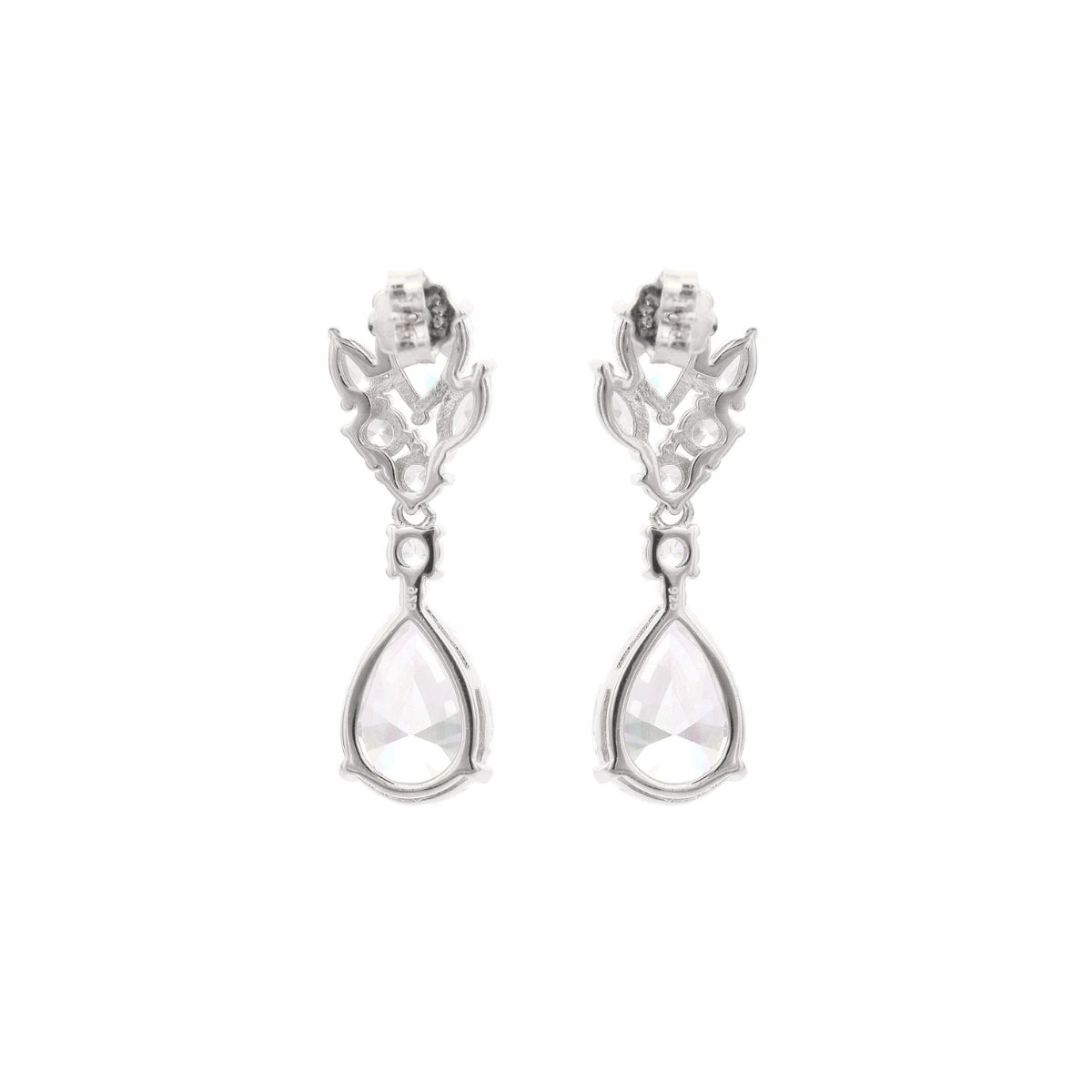 Elegant 925 Silver Tear Drop Earrings in White Gold & Rose Gold Finish