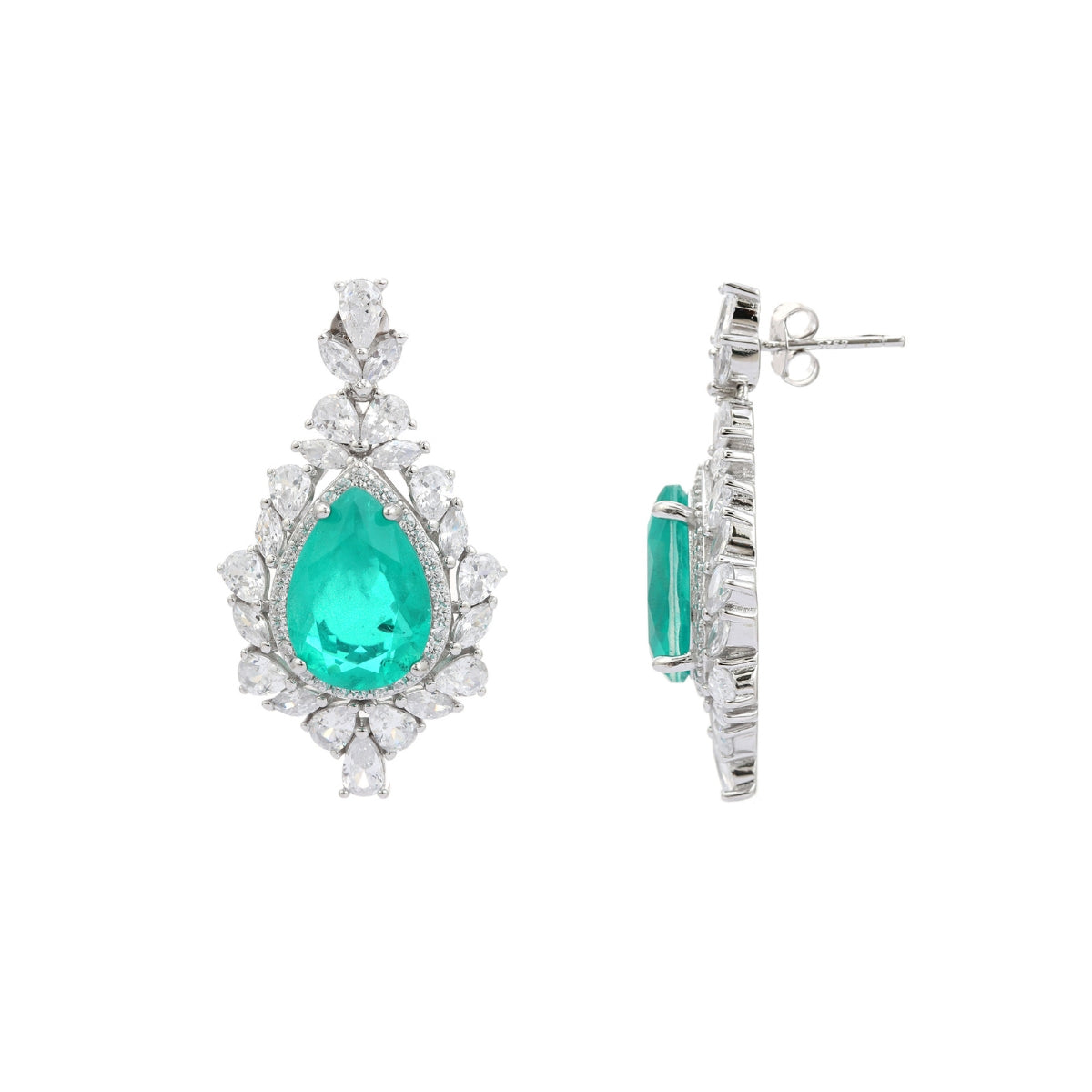 Bright Emerald Green CZ Diamond Drop Earrings for Women