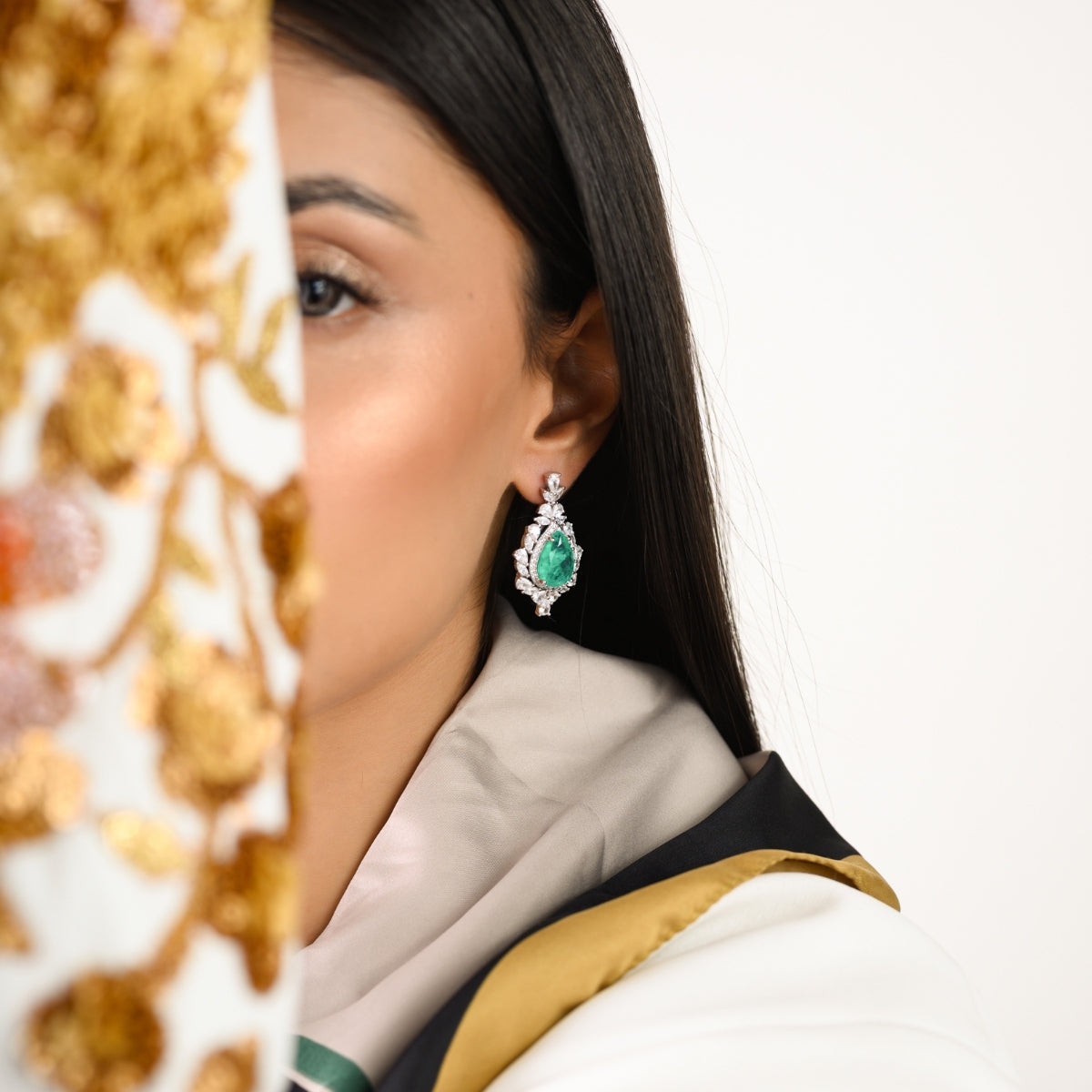 Bright Emerald Green CZ Diamond Drop Earrings for Women