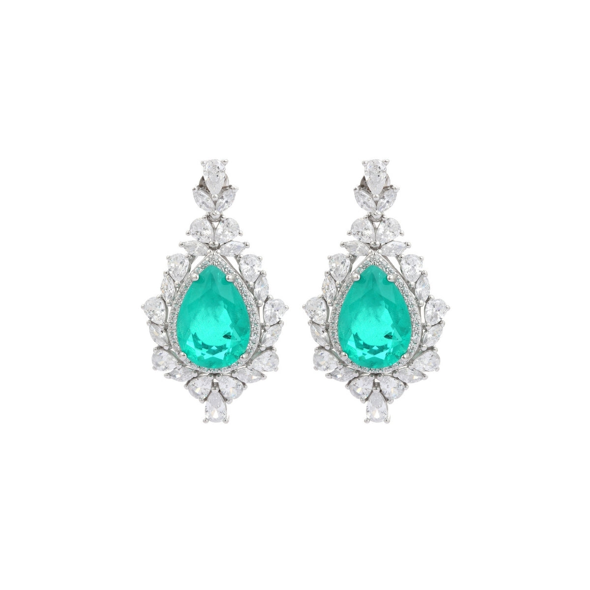 Bright Emerald Green CZ Diamond Drop Earrings for Women