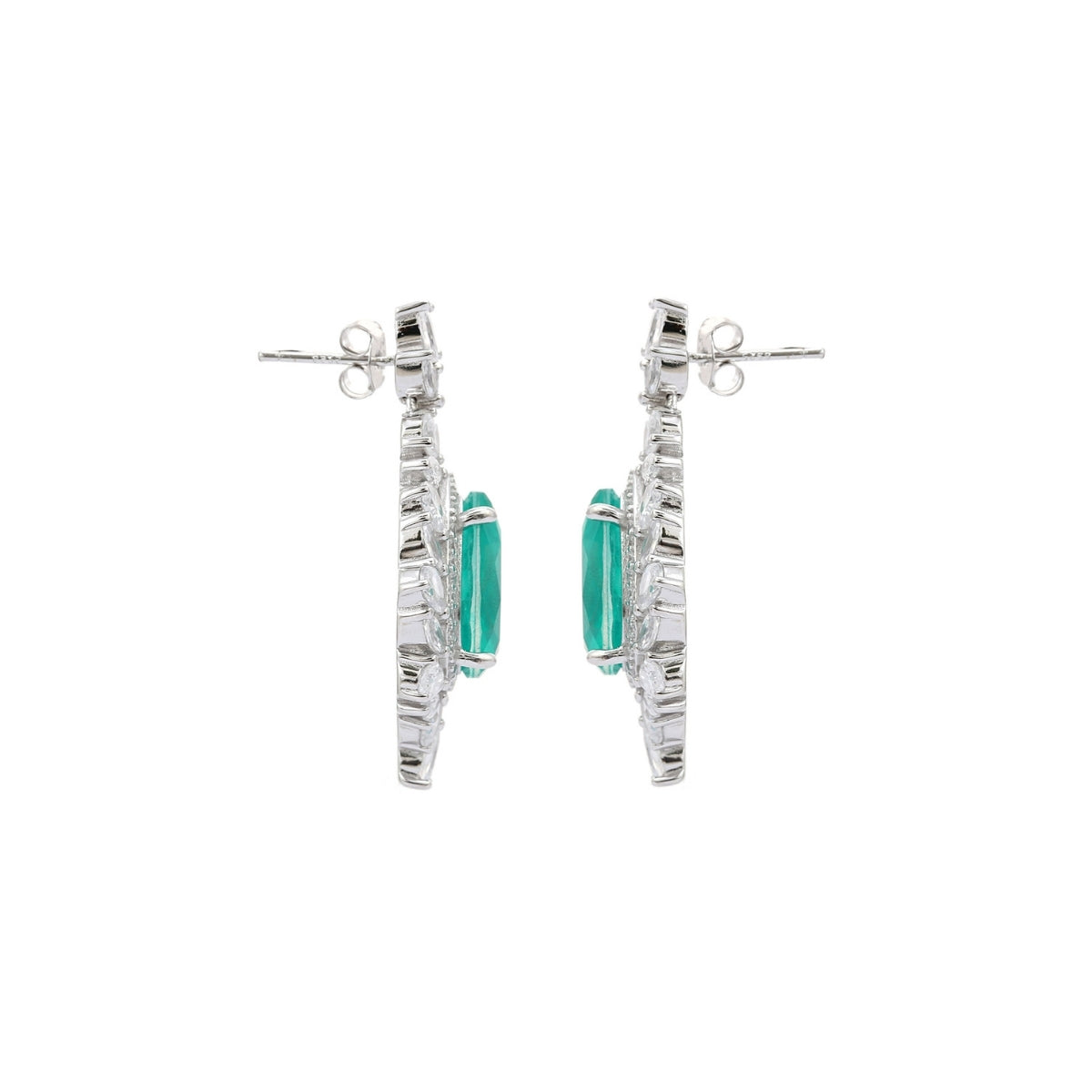 Bright Emerald Green CZ Diamond Drop Earrings for Women