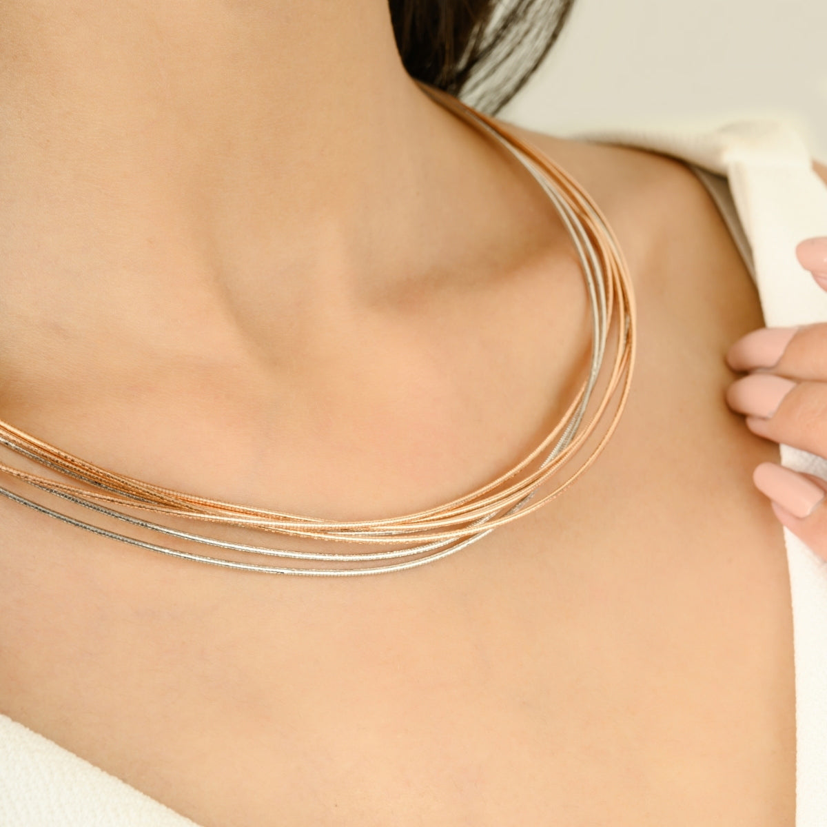Rose Gold Multi-Layer Chain Necklace for Women
