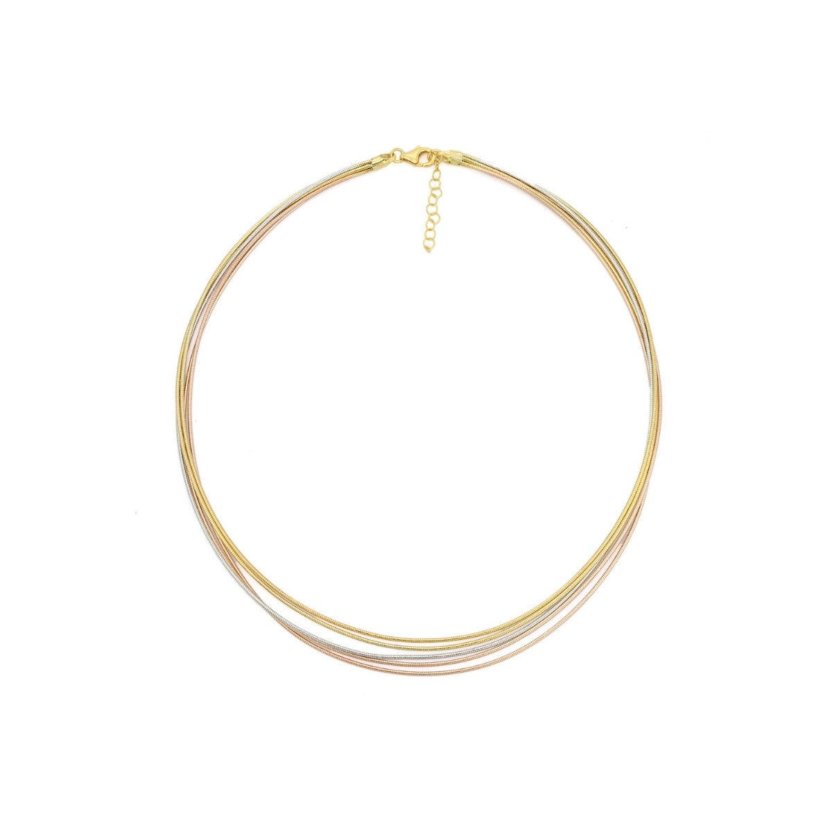 Triple Tone Silver Wired Choker Necklace for Women