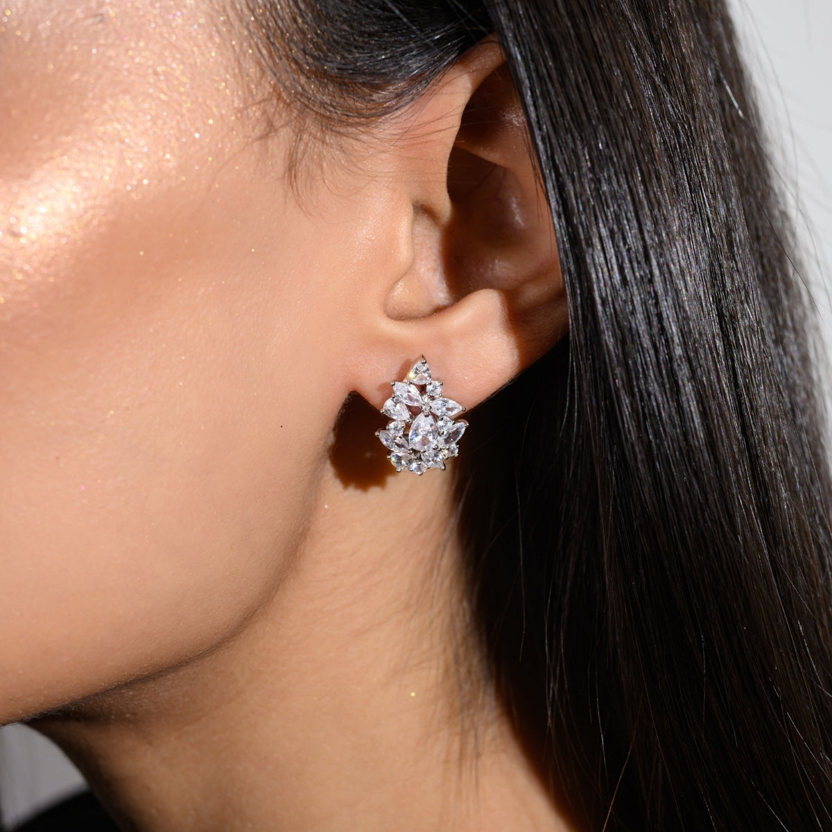 Marquise Cut CZ Diamond Stud Earrings in 925 Silver