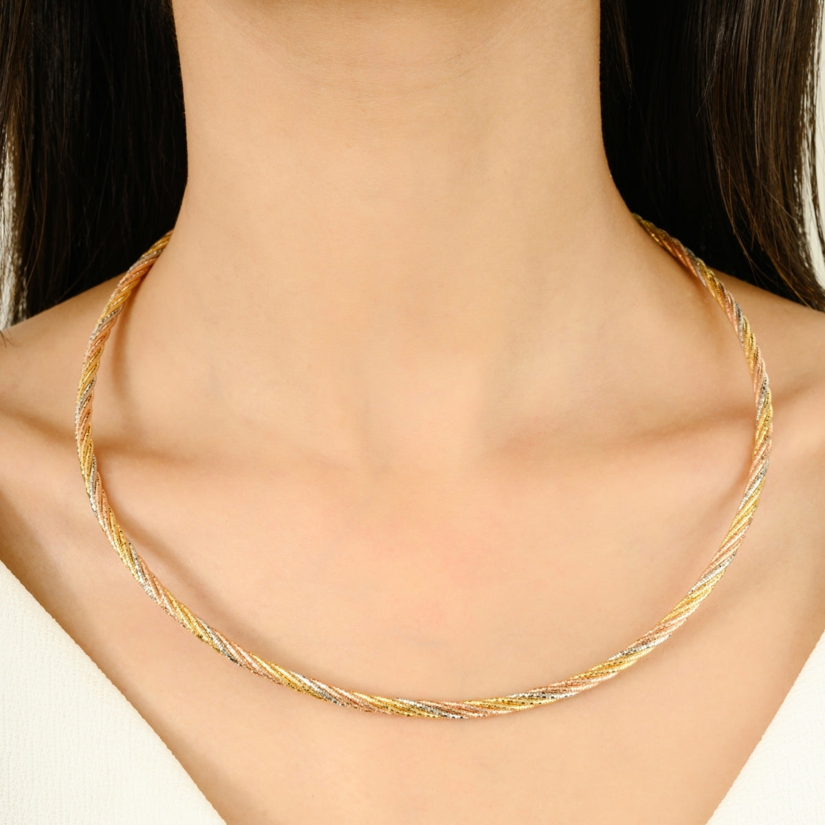 925 Silver Rope Pattern Choker Necklace