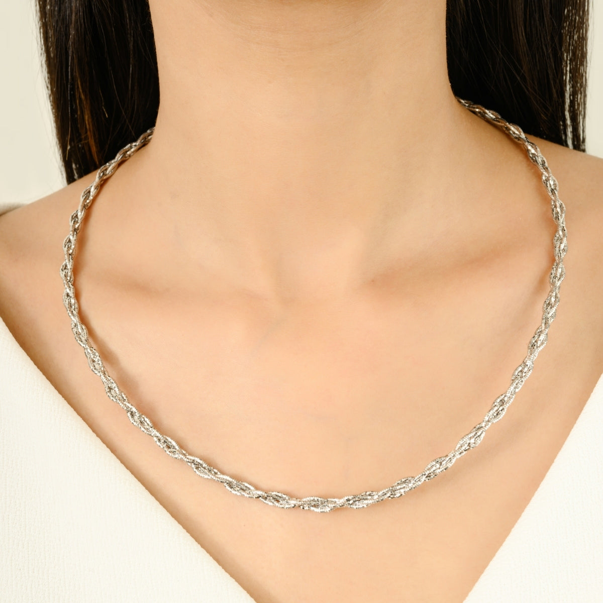 925 Silver Twisted Chain Necklace for Women