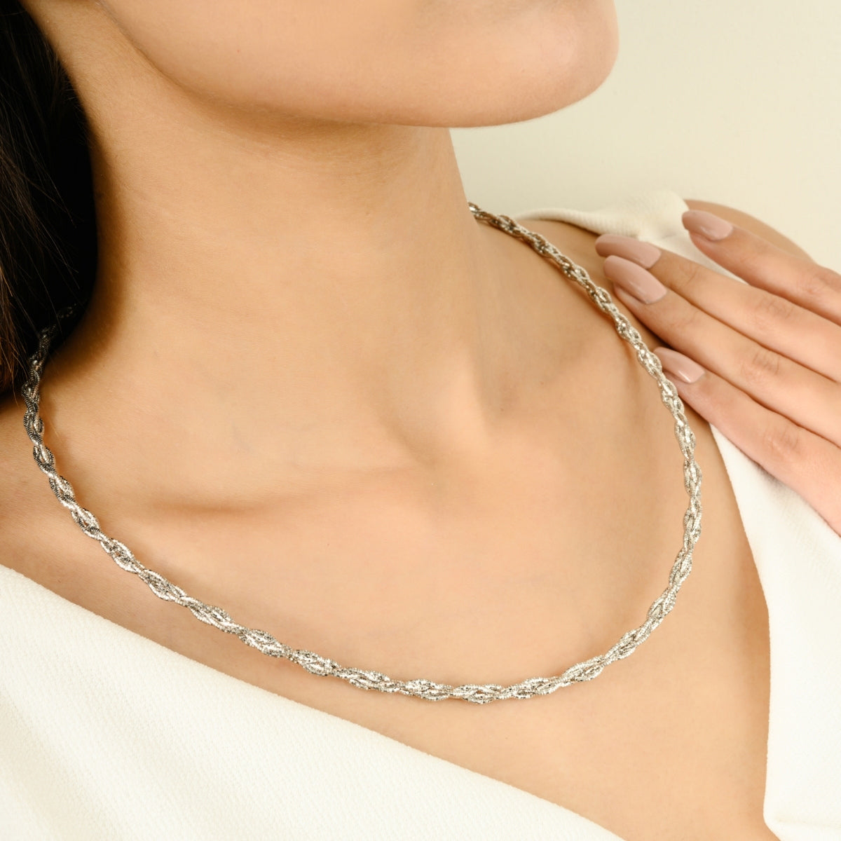 925 Silver Twisted Chain Necklace for Women