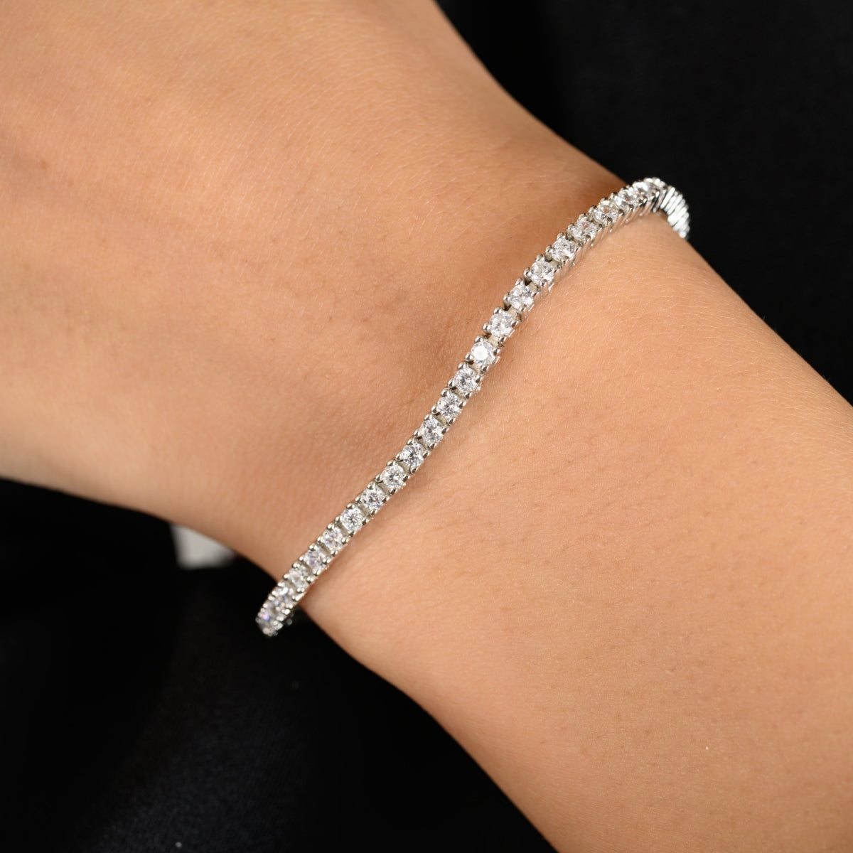 925 Silver CZ Diamond Tennis Bracelet for women