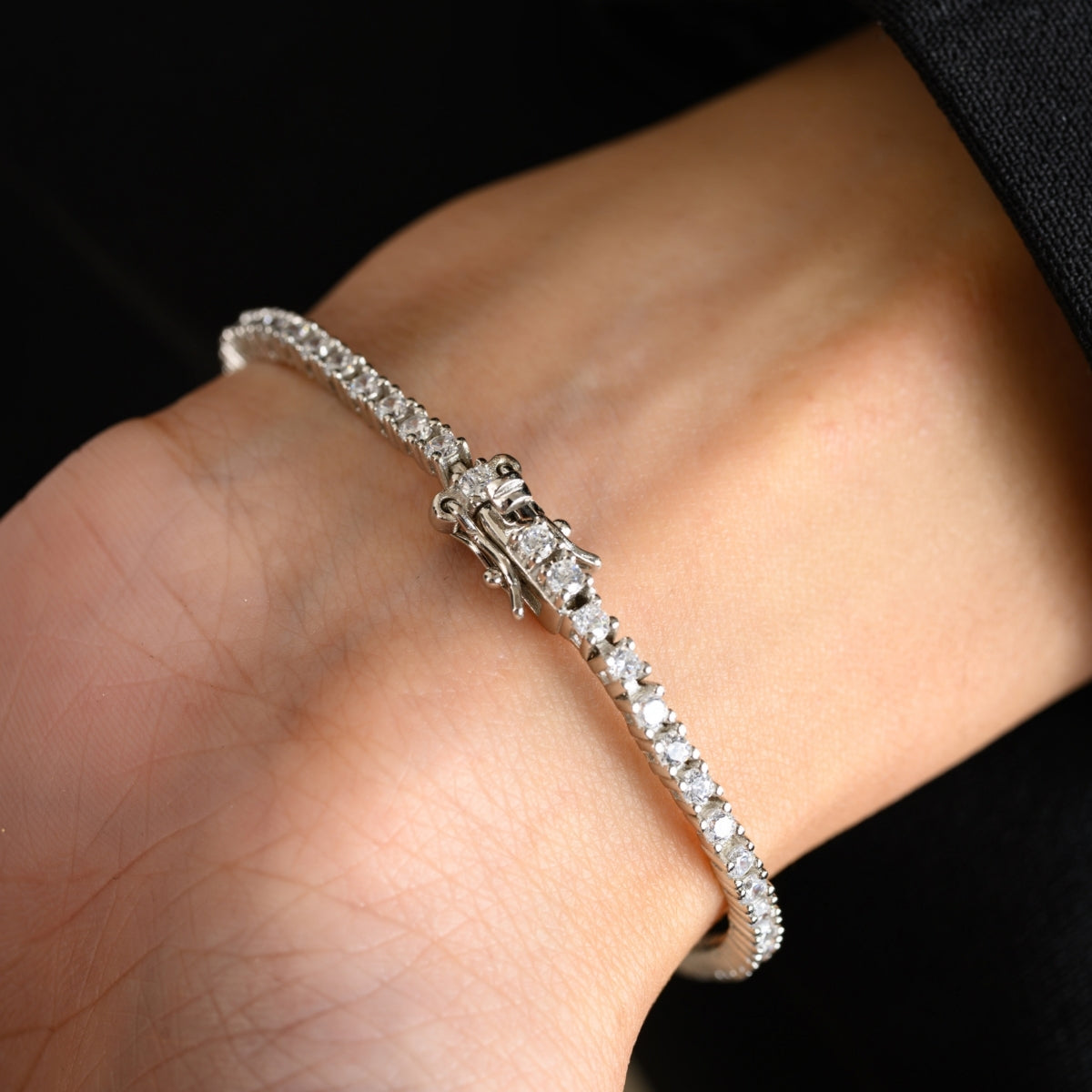 925 Silver CZ Diamond Tennis Bracelet for women