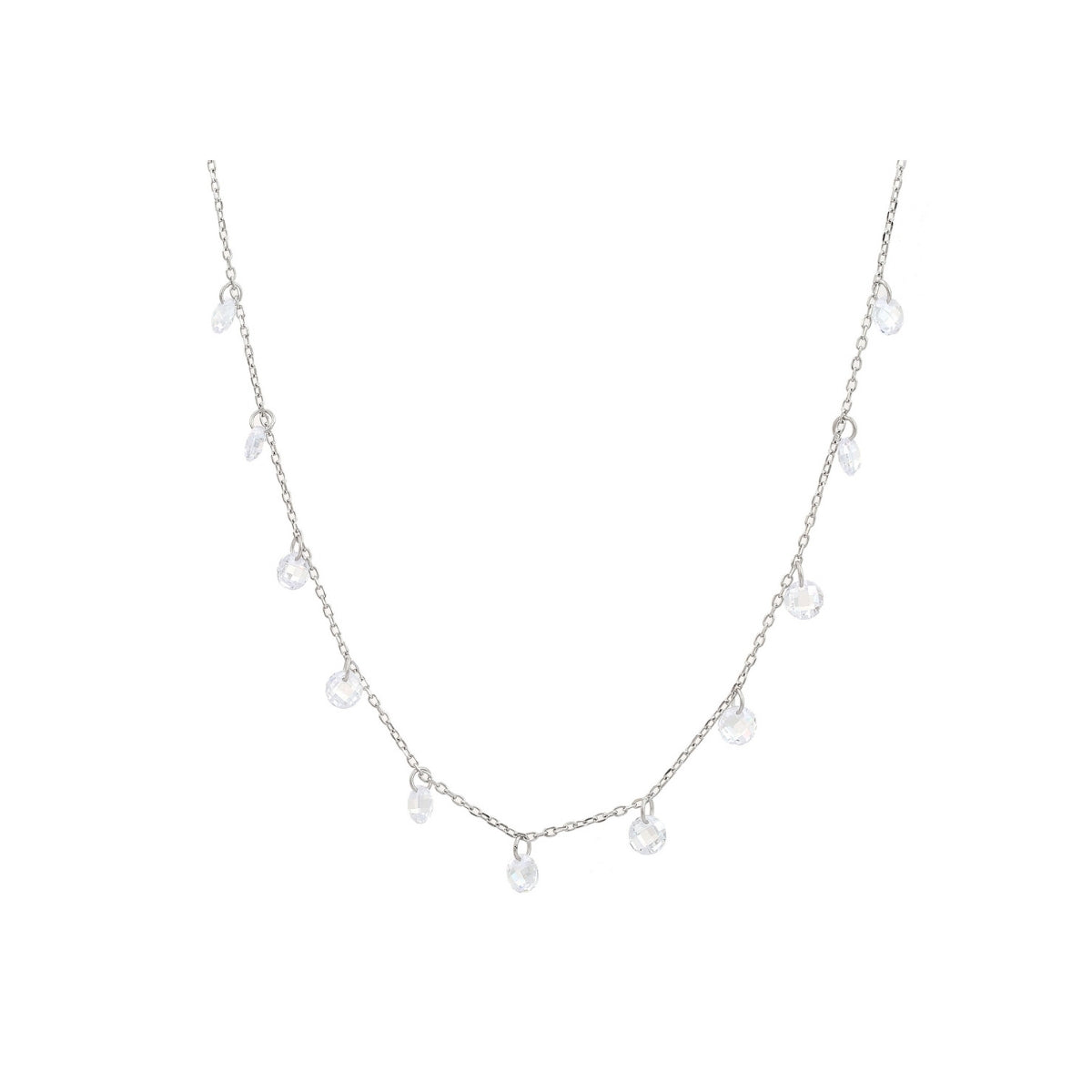 925 Silver CZ Diamond Charm Necklace