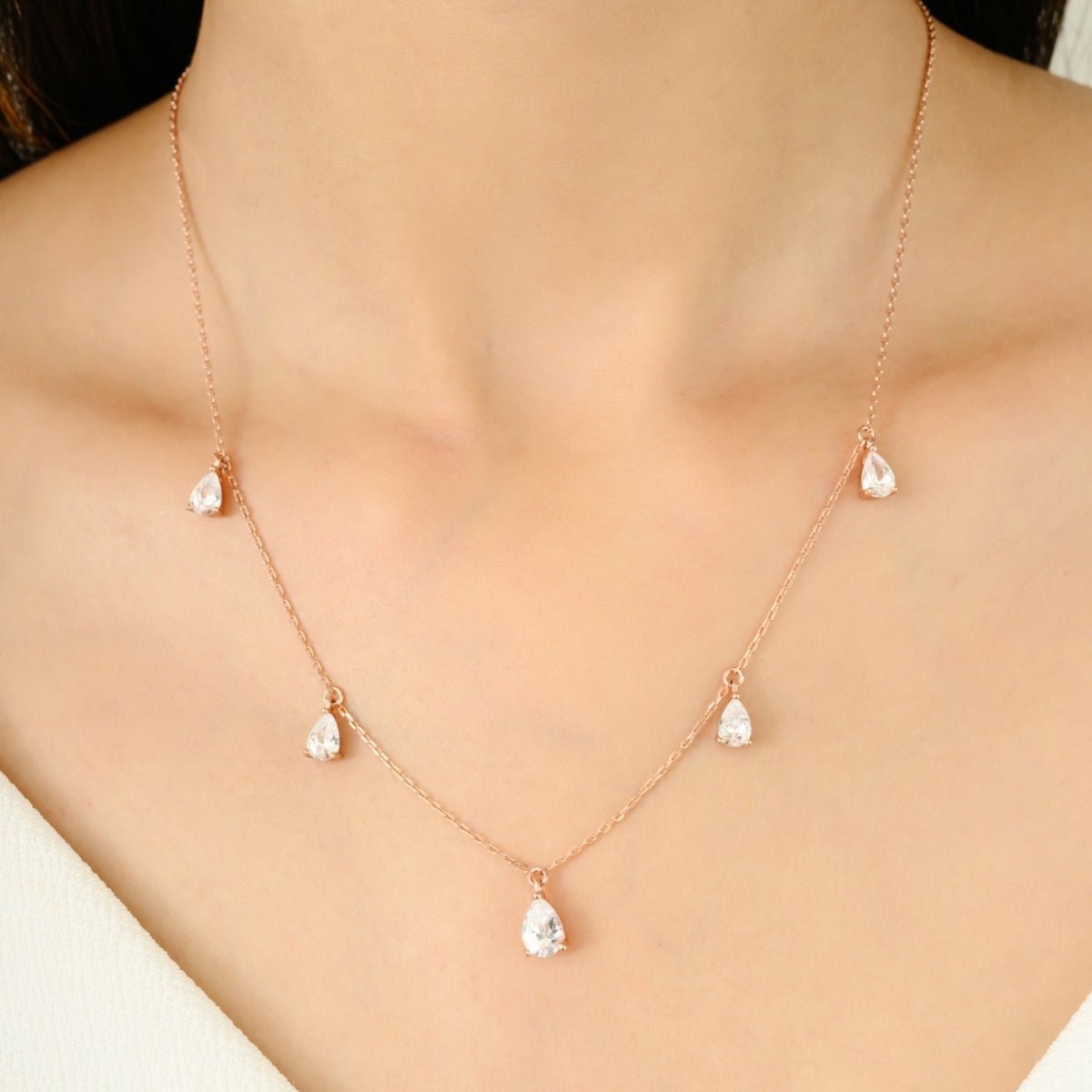 925 Silver Cz Diamond Charms Queen Necklace