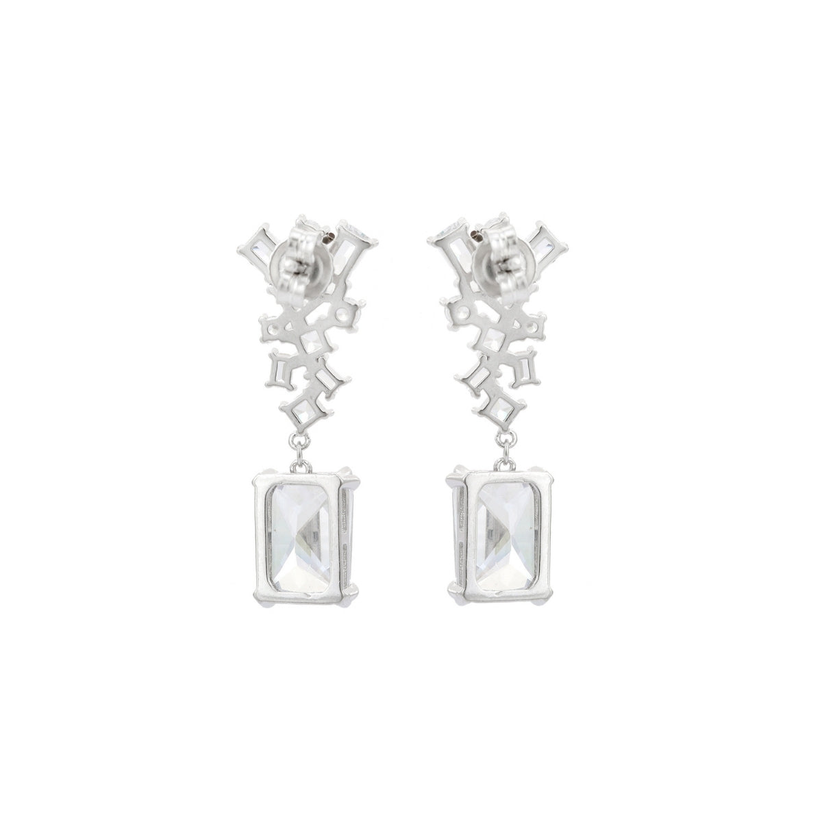 Ice Cut Emerald Drop CZ Diamond Earrings