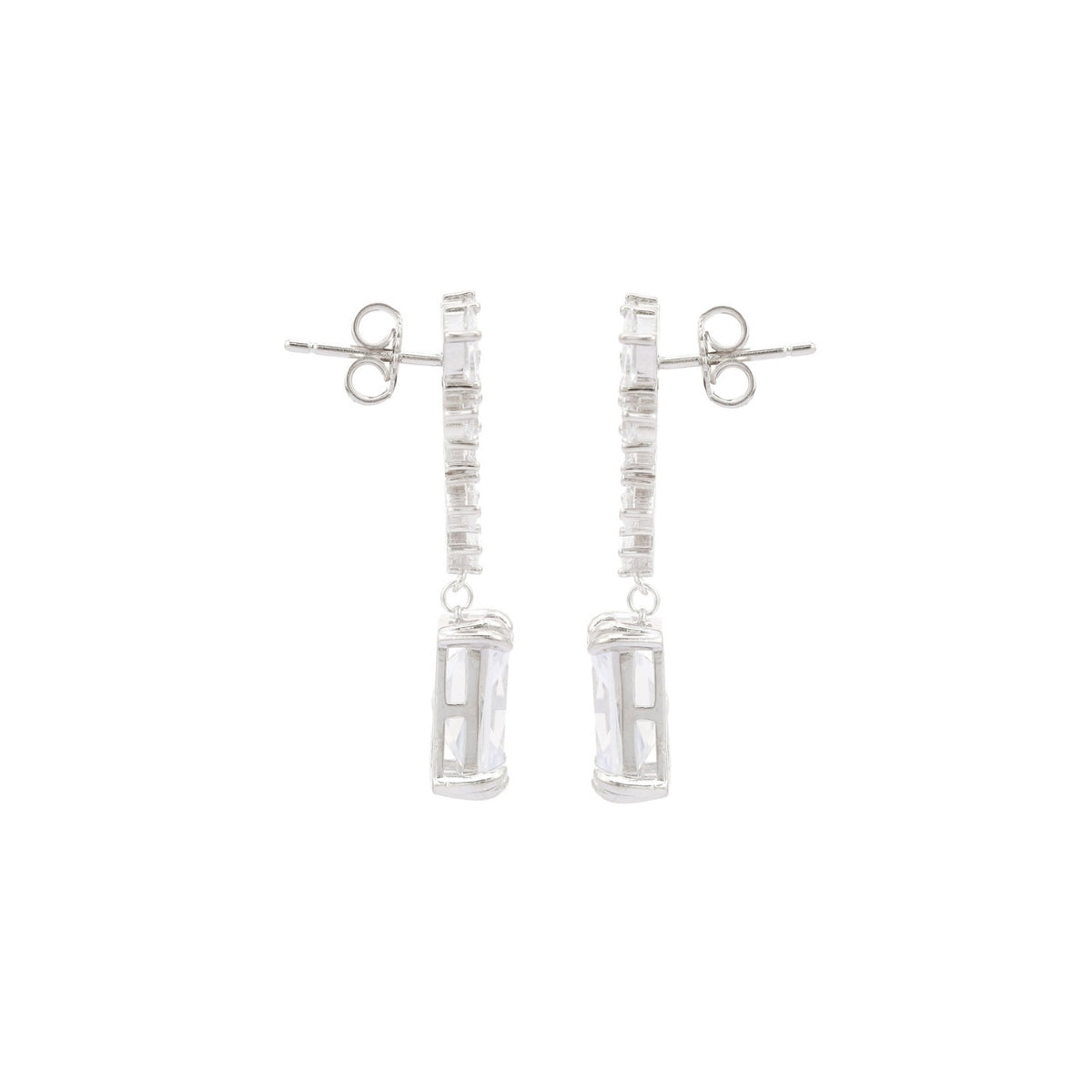 Ice Cut Emerald Drop CZ Diamond Earrings