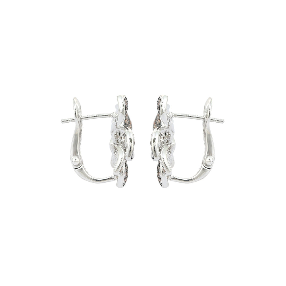 Antique Colourful Flower Diamond Stud Earrings in Silver and Rose Gold