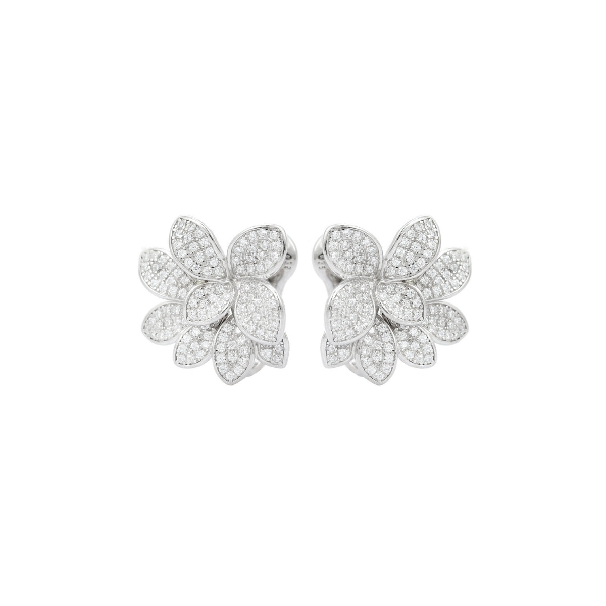 Antique Colourful Flower Diamond Stud Earrings in Silver and Rose Gold