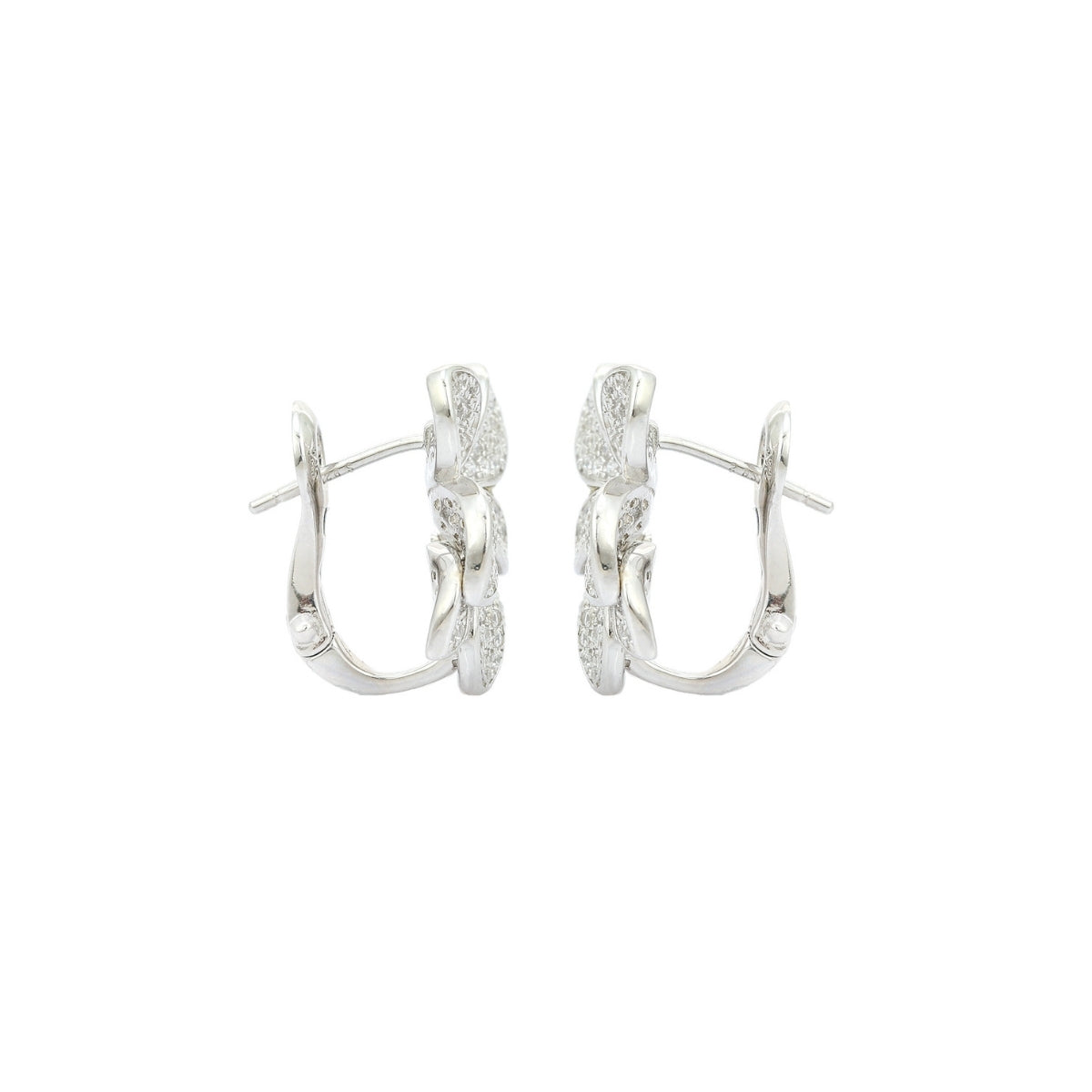 Antique Colourful Flower Diamond Stud Earrings in Silver and Rose Gold