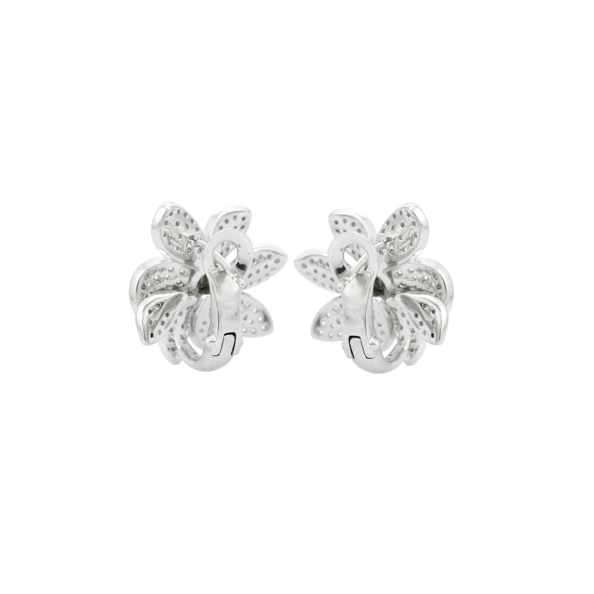 Antique Colourful Flower Diamond Stud Earrings in Silver and Rose Gold