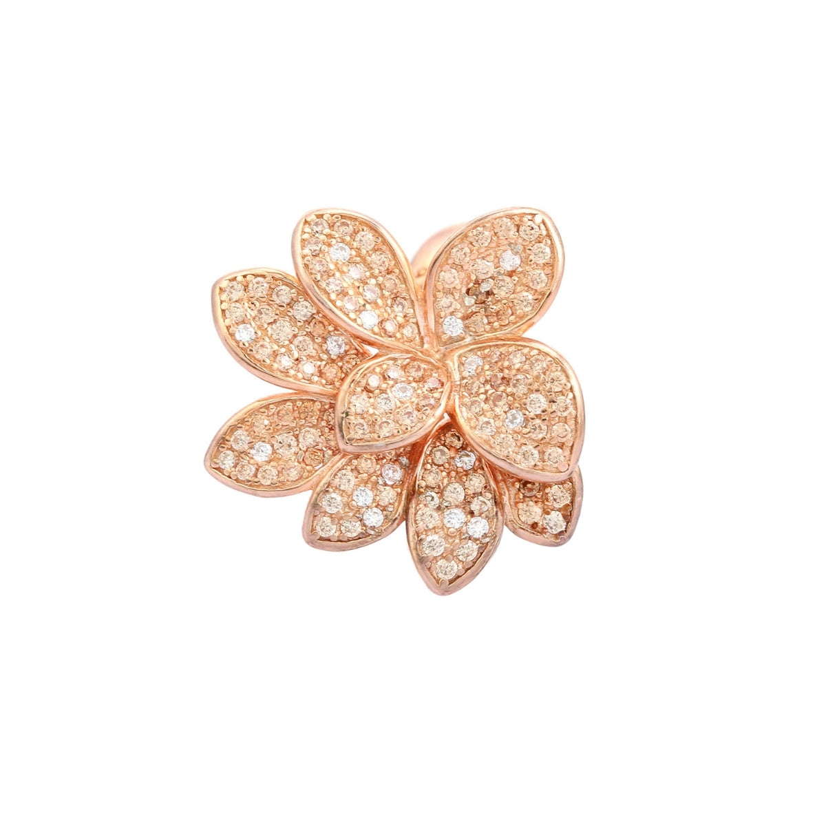 Rose Gold Flower Stud Earrings with Sparkling CZ Diamonds