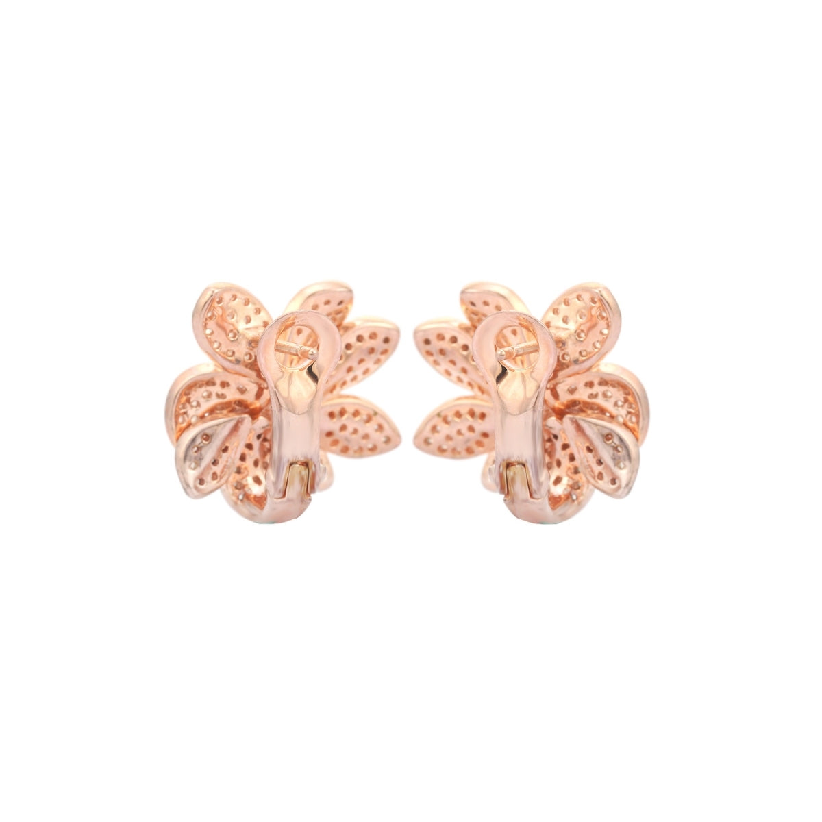 Rose Gold Flower Stud Earrings with Sparkling CZ Diamonds