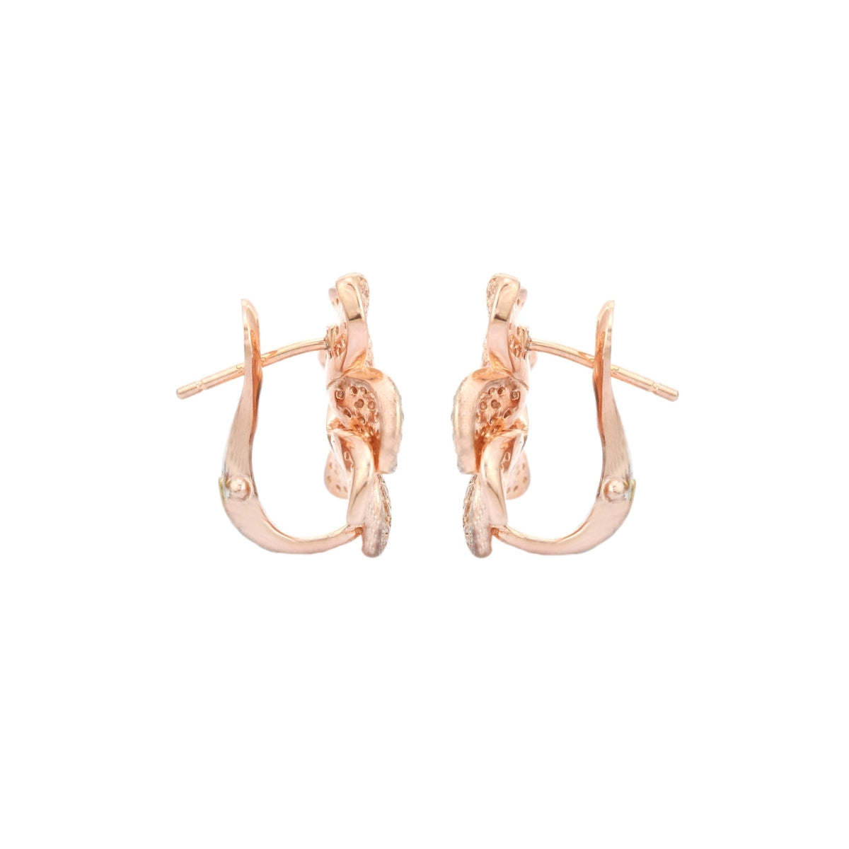 Rose Gold Flower Stud Earrings with Sparkling CZ Diamonds