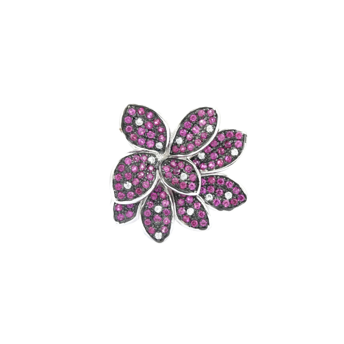 Antique Colourful Flower Diamond Stud Earrings in Silver and Rose Gold