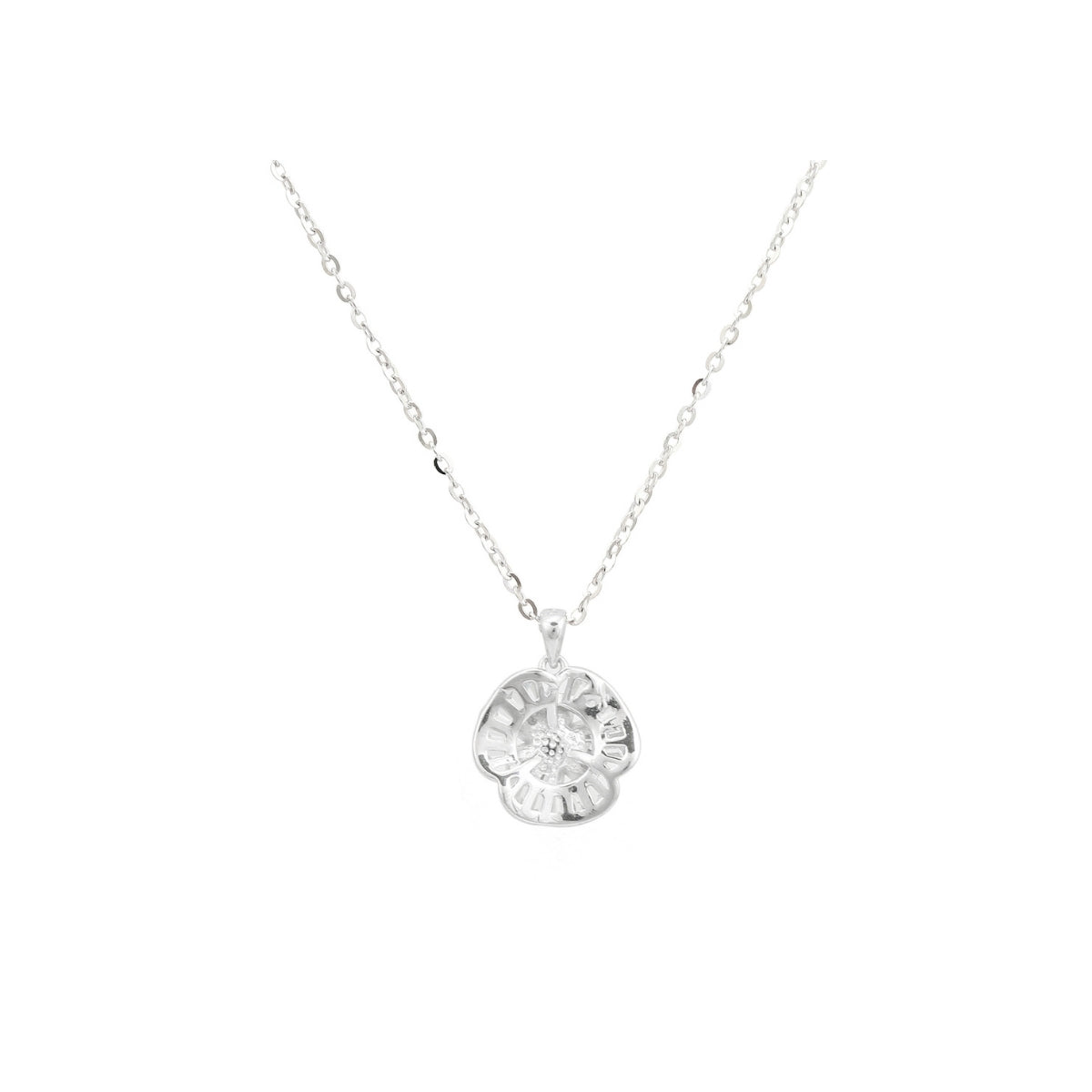 925 Silver CZ Diamond Flower Pendant Set with Earrings - White and Yellow Gold Finish