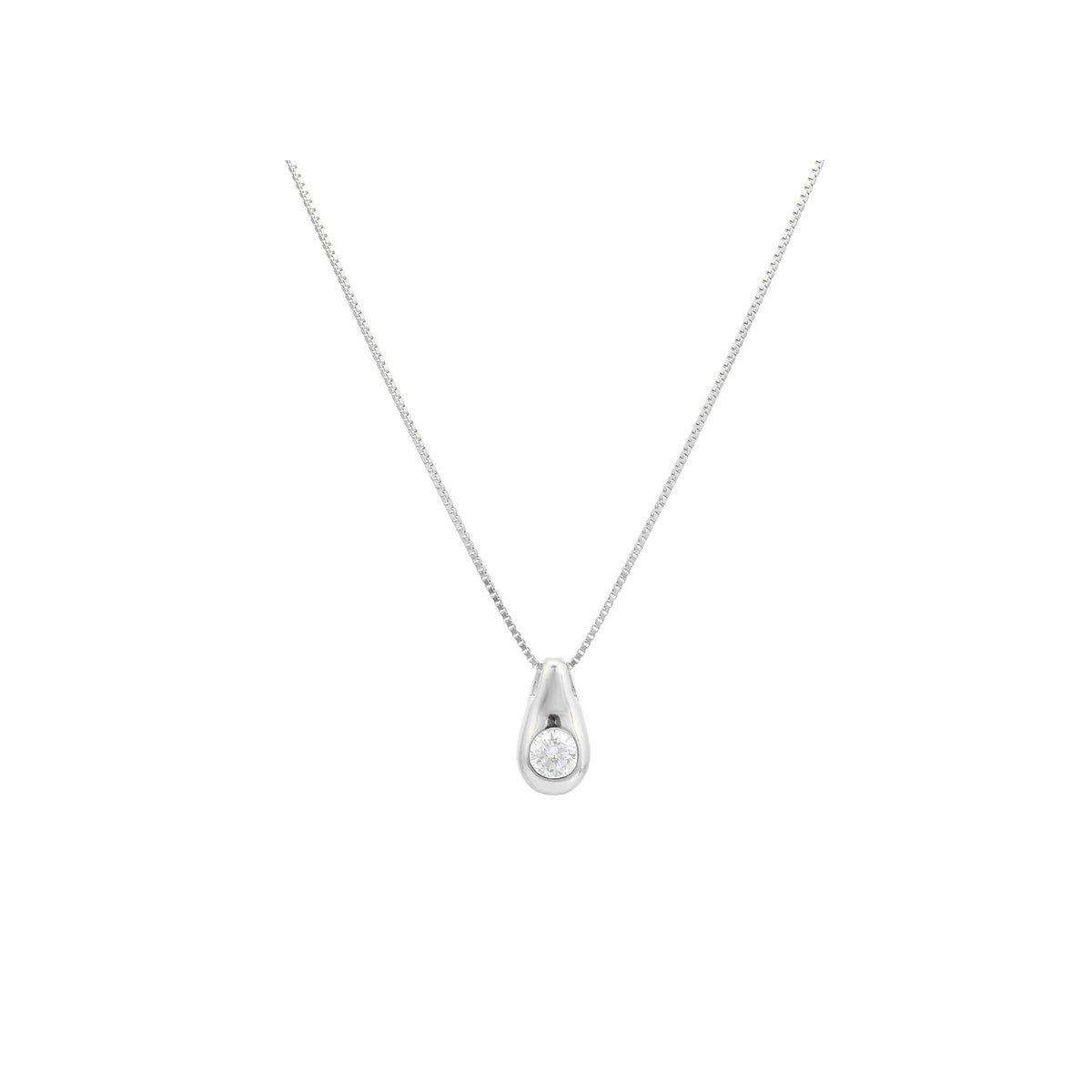 Solitaire CZ Diamond Teardrop Pendant Necklace for Women