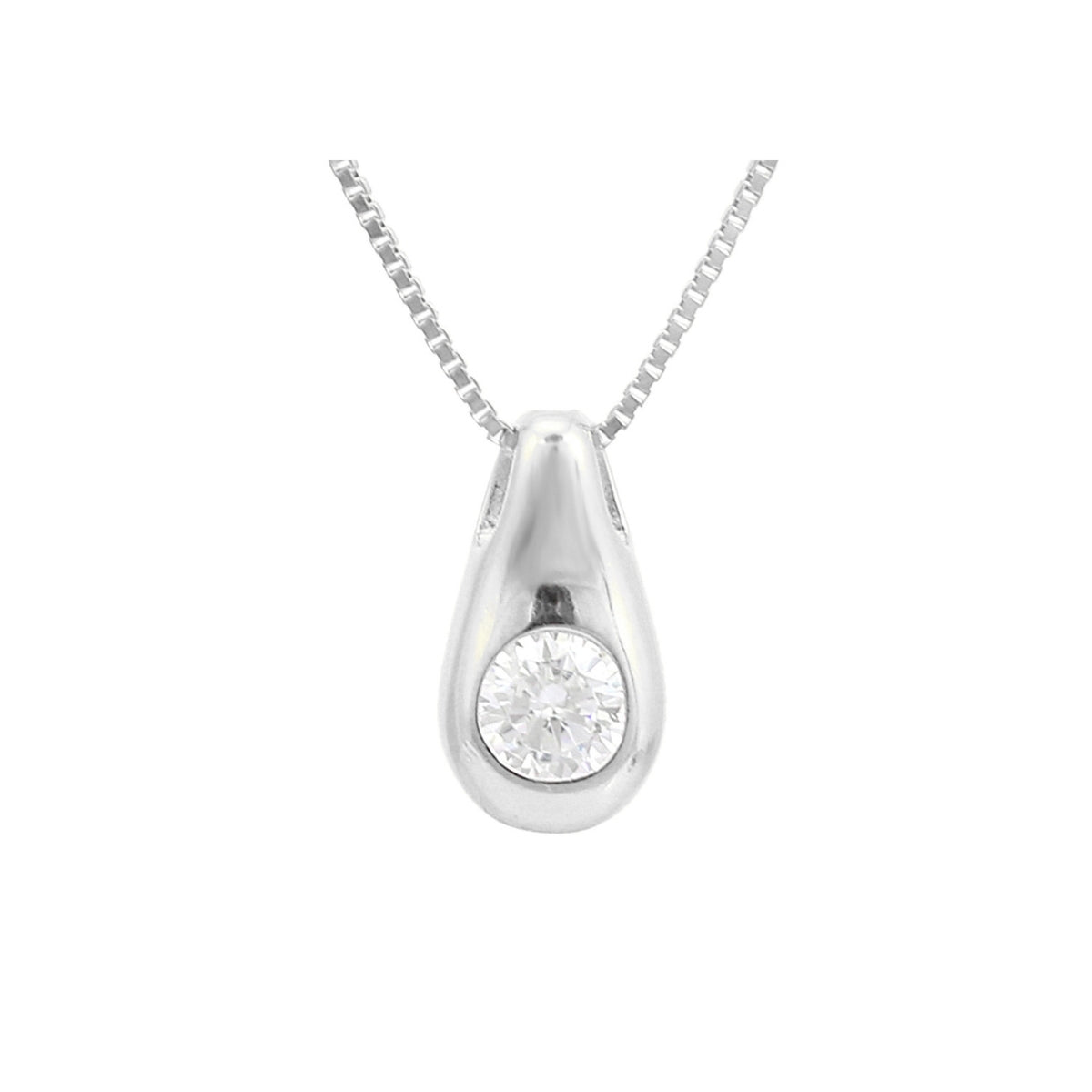 Solitaire CZ Diamond Teardrop Pendant Necklace for Women