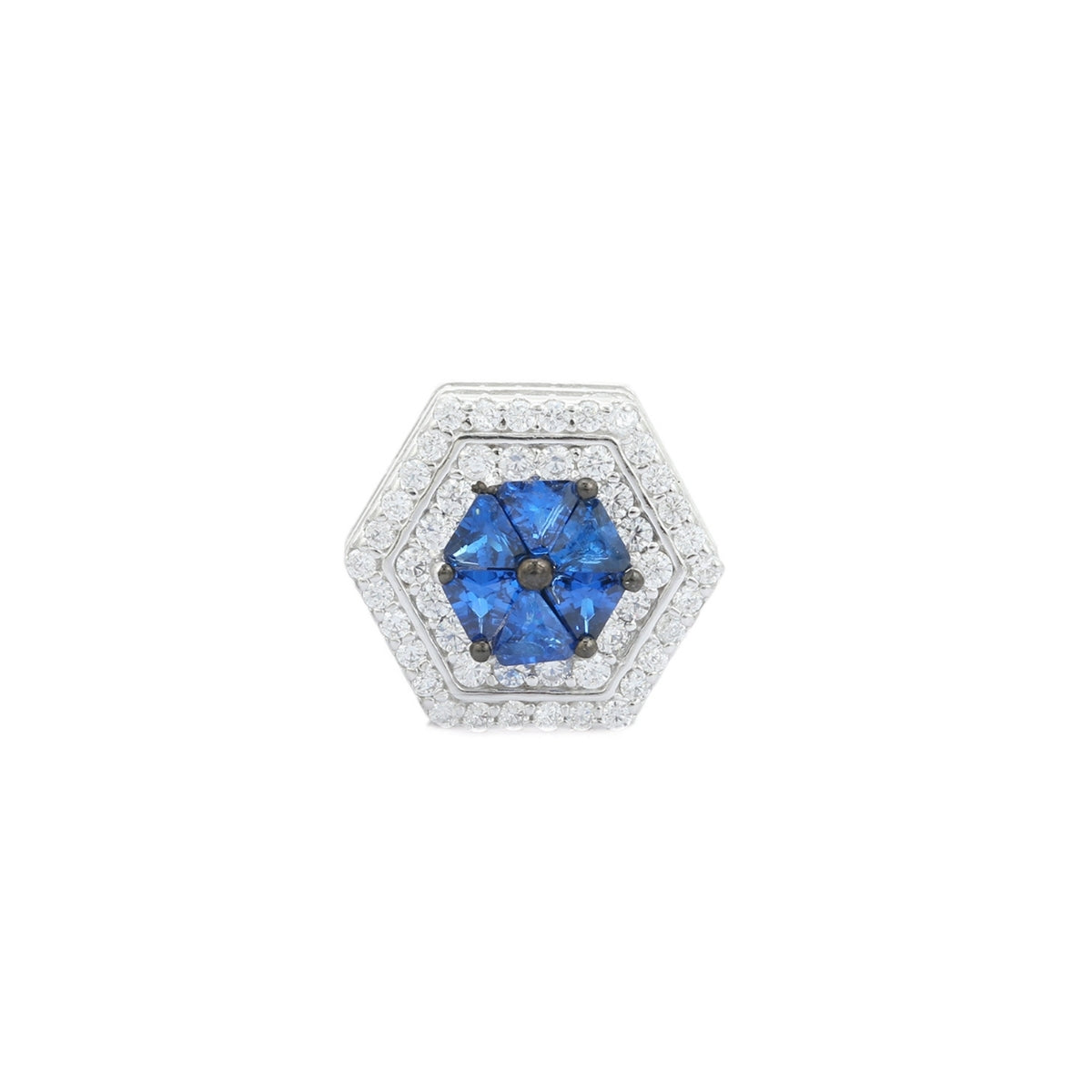 Elegant Art Deco Blue Sapphire and Emerald Green CZ Diamond Earrings