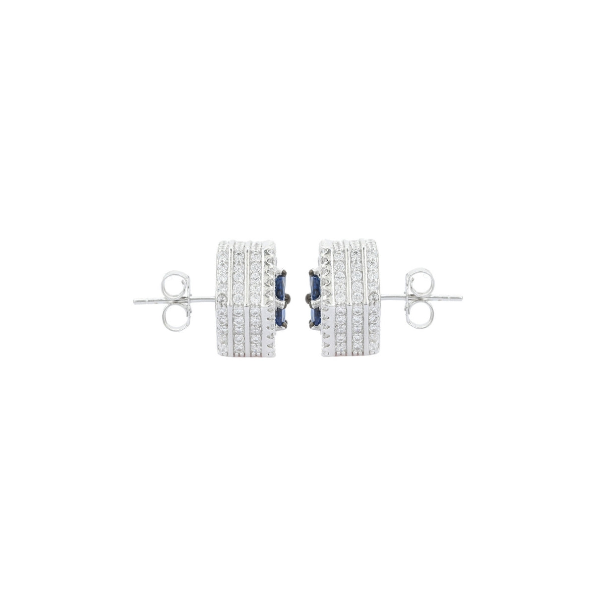 Elegant Art Deco Blue Sapphire and Emerald Green CZ Diamond Earrings