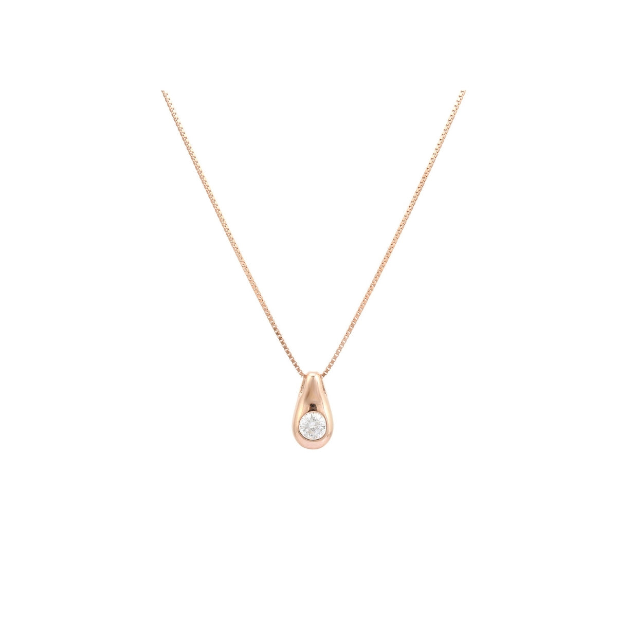 Solitaire CZ Diamond Teardrop Pendant Necklace for Women