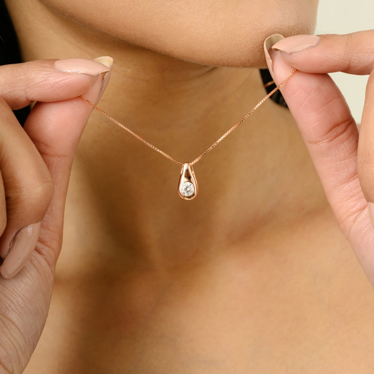 Solitaire CZ Diamond Teardrop Pendant Necklace for Women