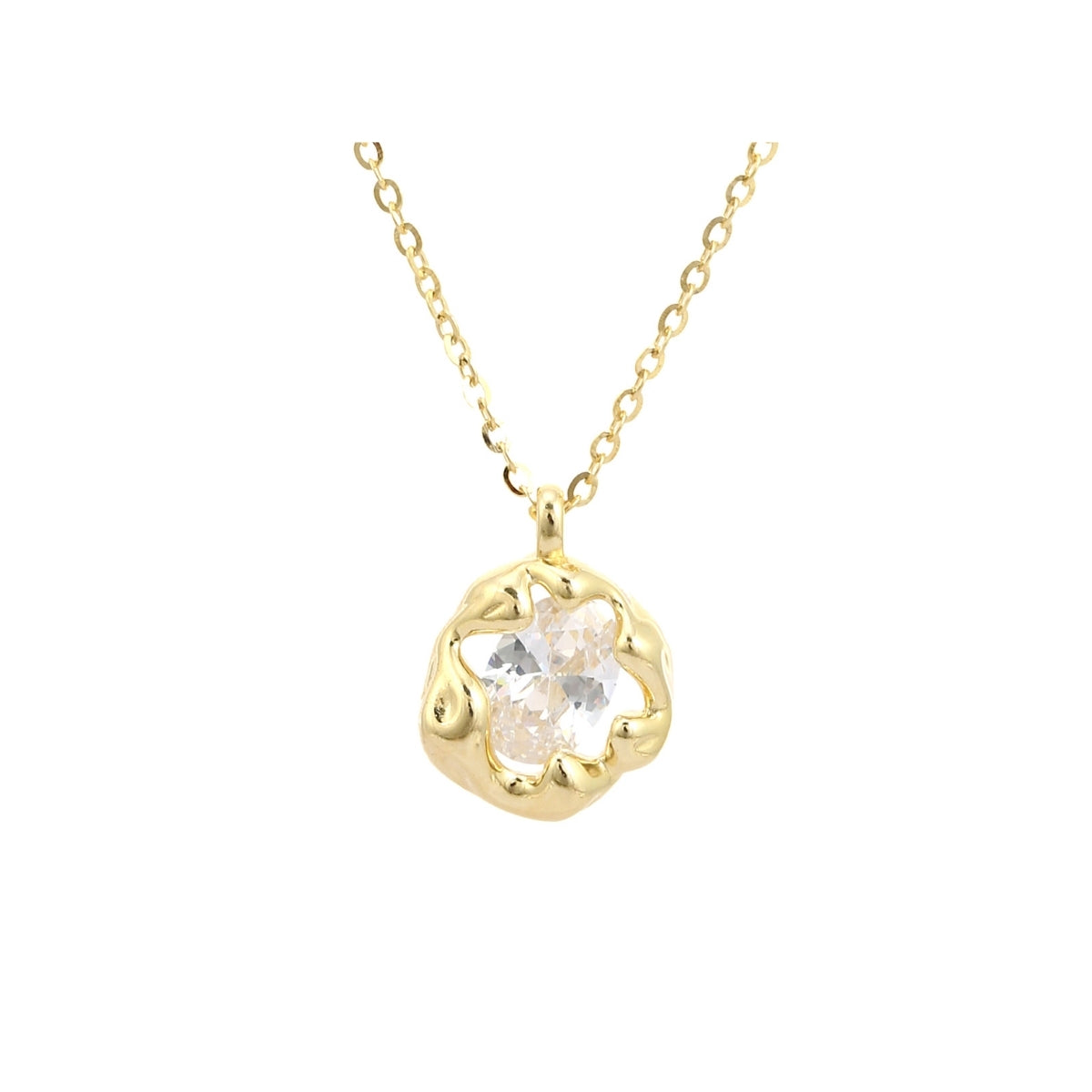 925 Silver CZ Diamond Drop Necklaces in Yellow and White Gold Finish