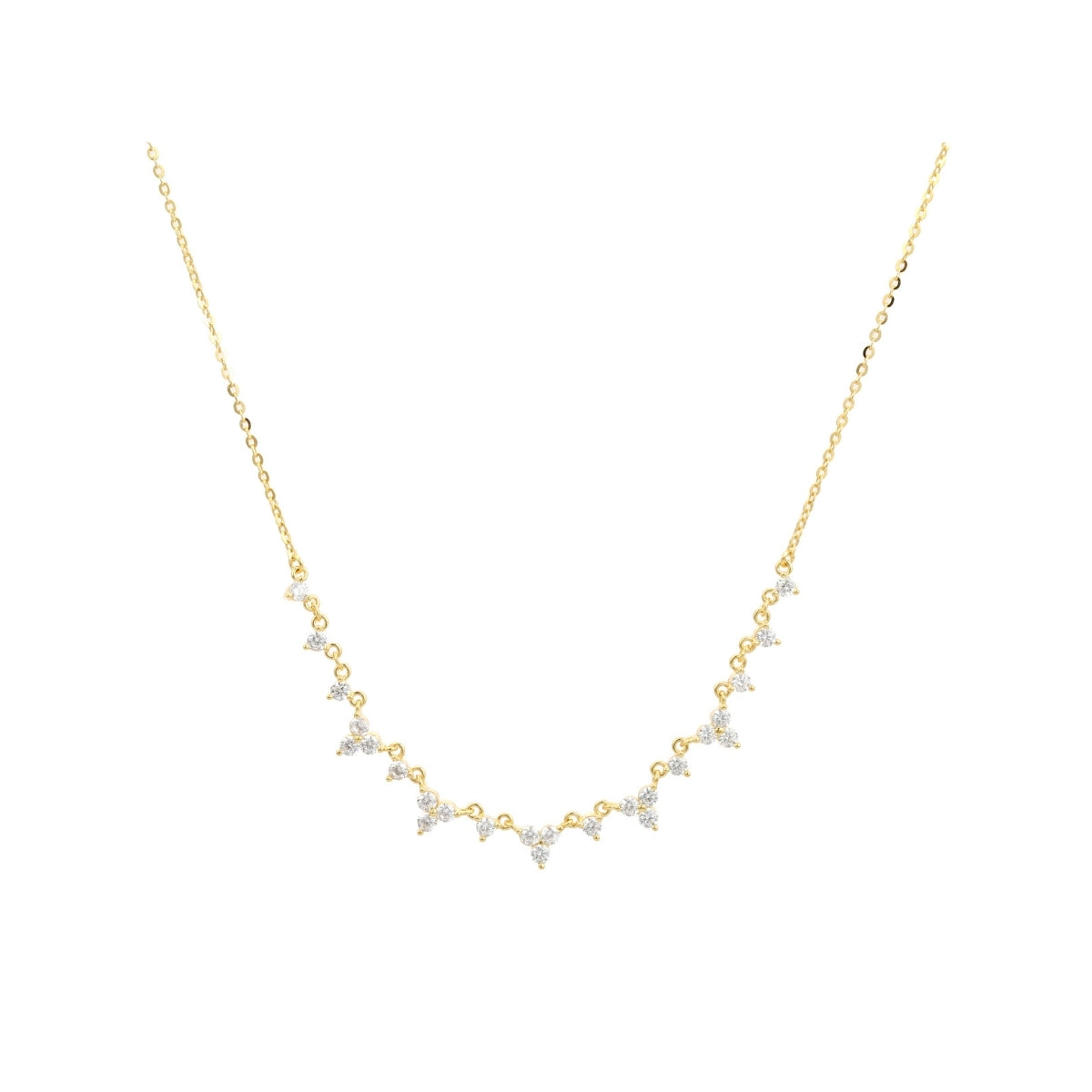 Elegant Yellow and White Gold Cz Diamond Cluster Necklace for Women