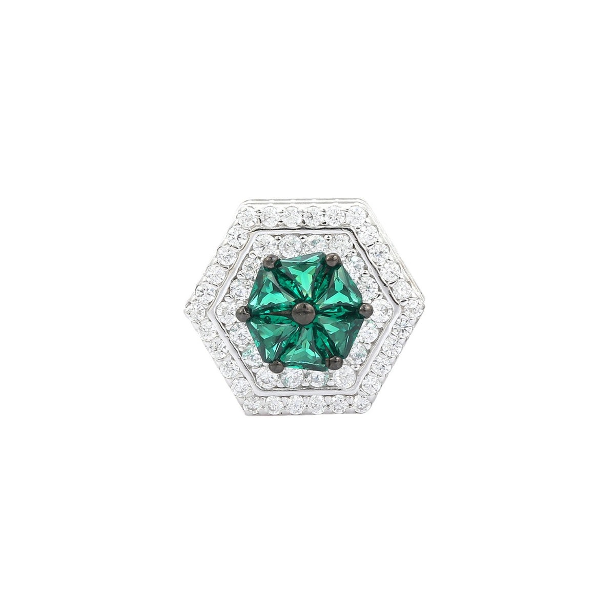 Elegant Art Deco Blue Sapphire and Emerald Green CZ Diamond Earrings