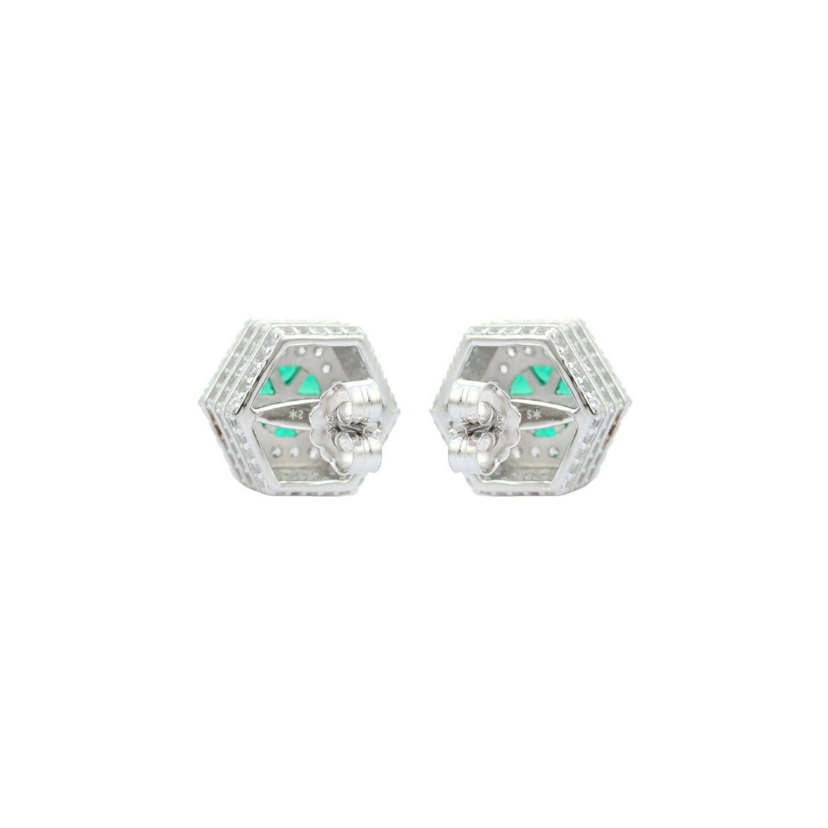 Elegant Art Deco Blue Sapphire and Emerald Green CZ Diamond Earrings