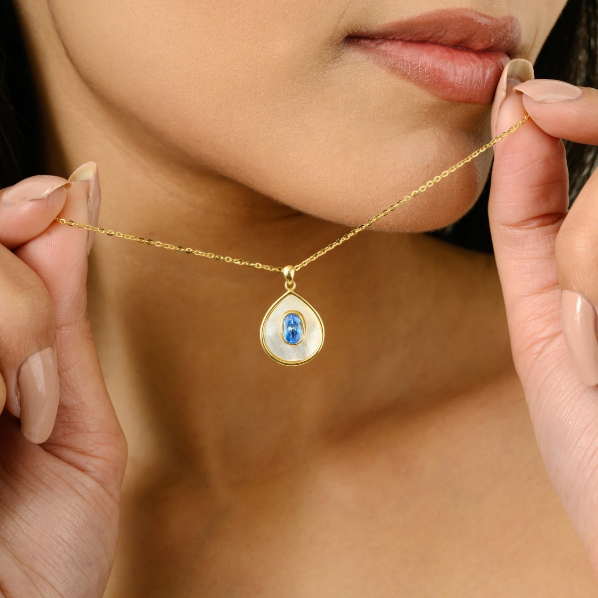 Yellow Gold Pear Drop Necklace for Women