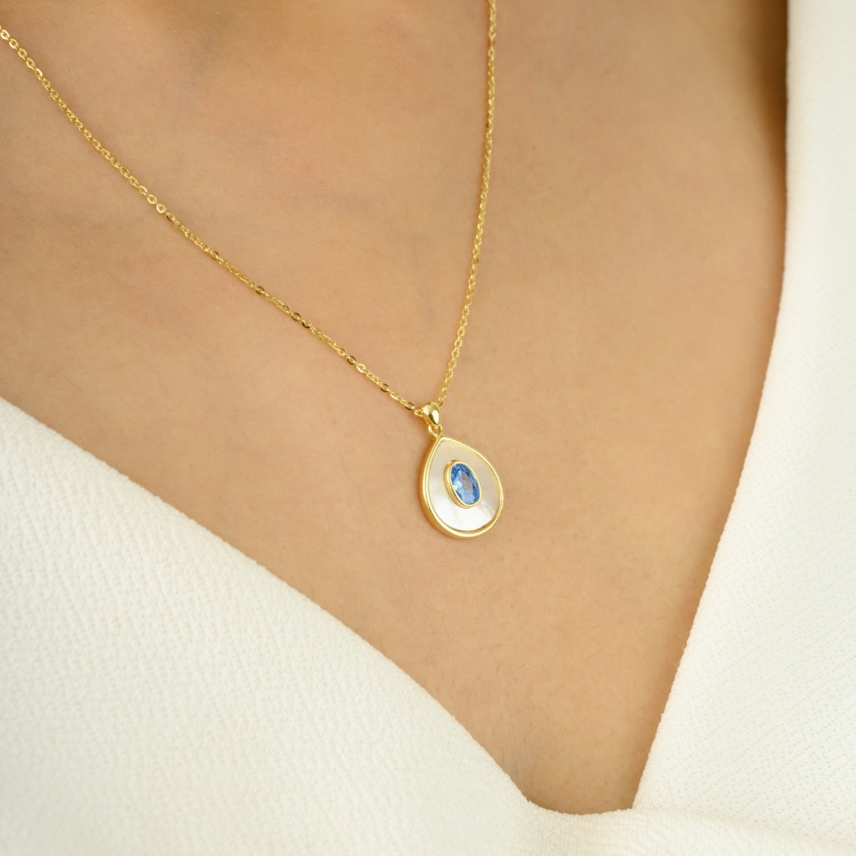 Yellow Gold Pear Drop Necklace for Women