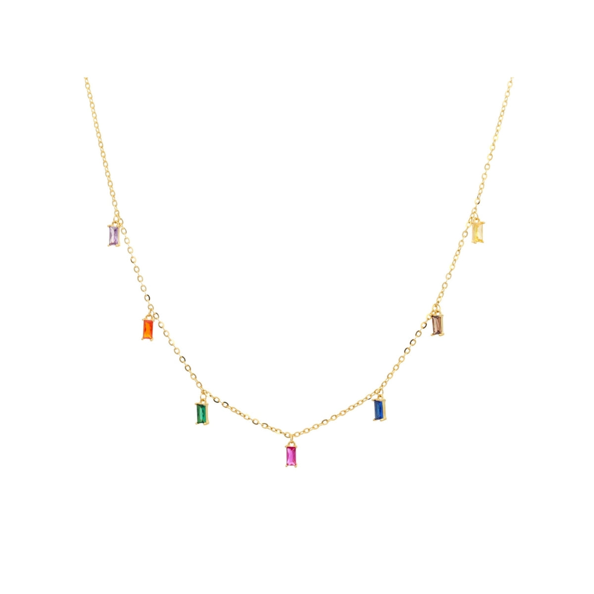 Colorful Dainty CZ Diamond Charm Choker Necklace