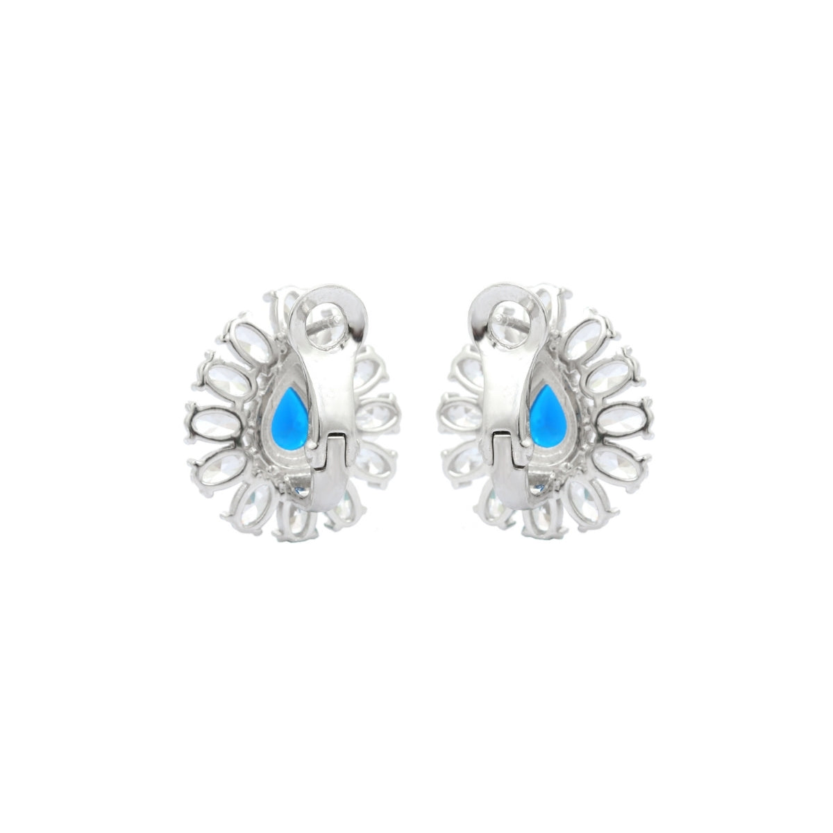Blue Sapphire CZ Diamond Stud Earrings in 925 Silver