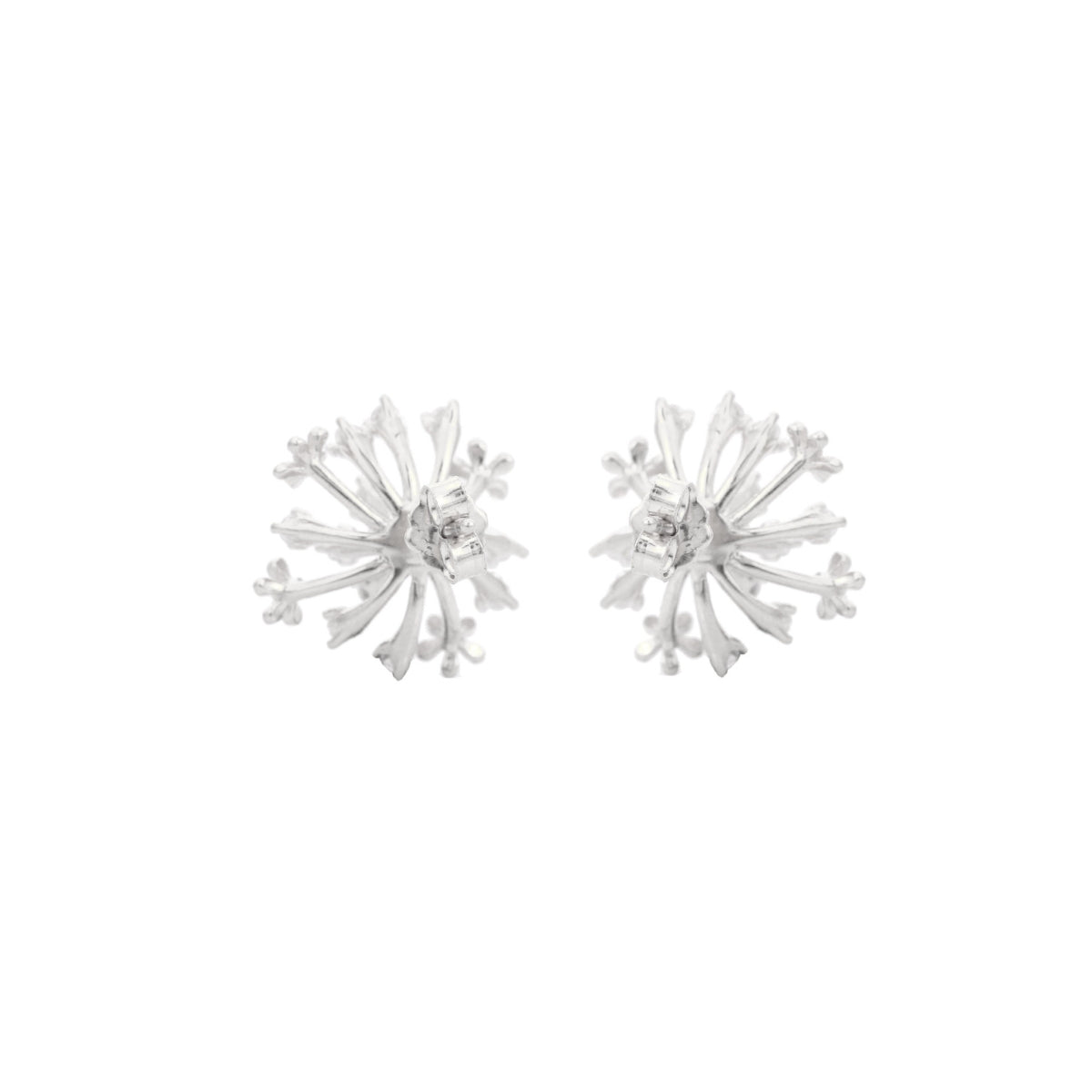 Rose Gold and Silver Snowflake Stud Earrings - Sparkling CZ Diamonds
